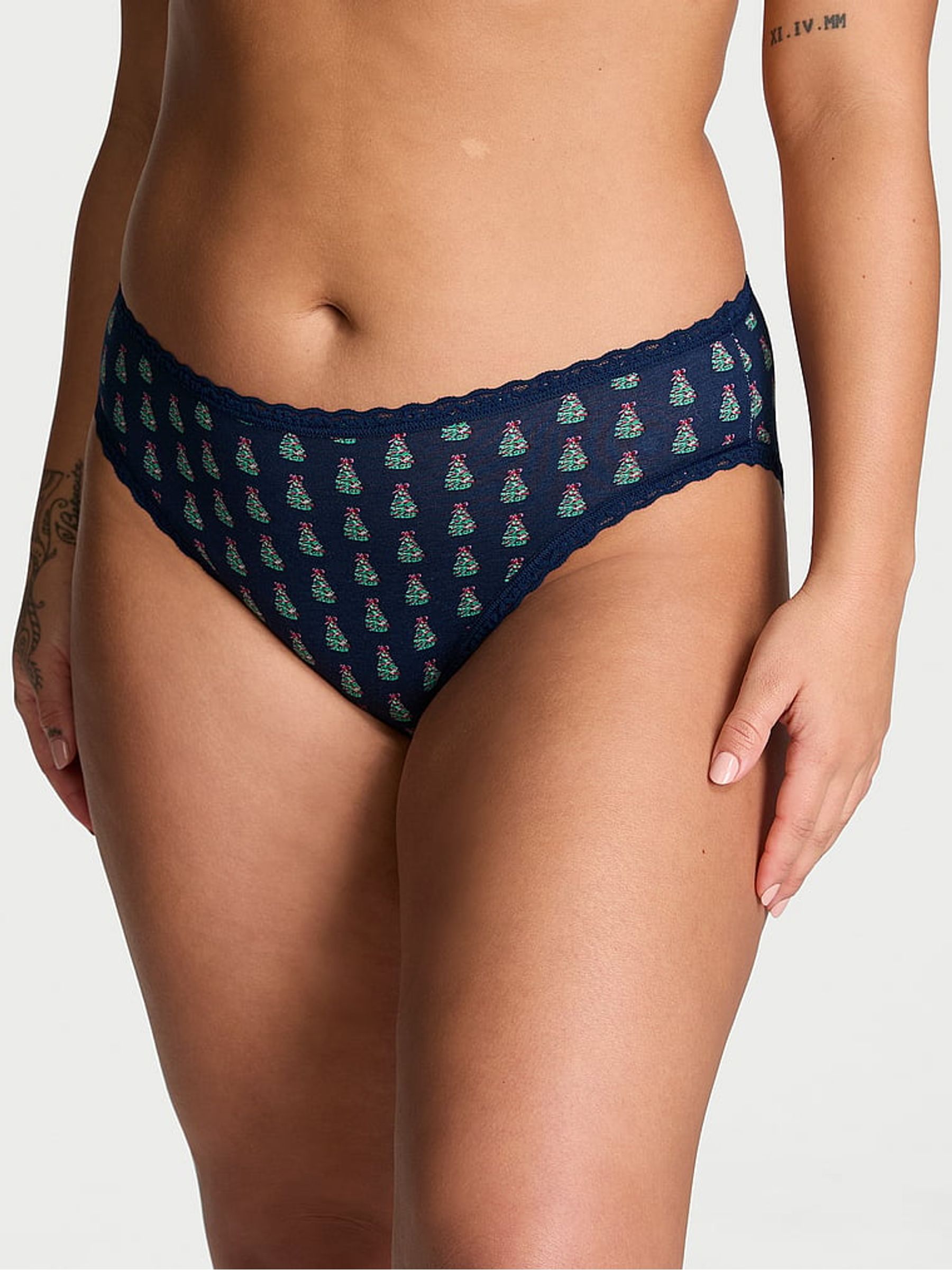 Noir Navy Blue Christmas Tree Brief Knickers - Image 1 of 3