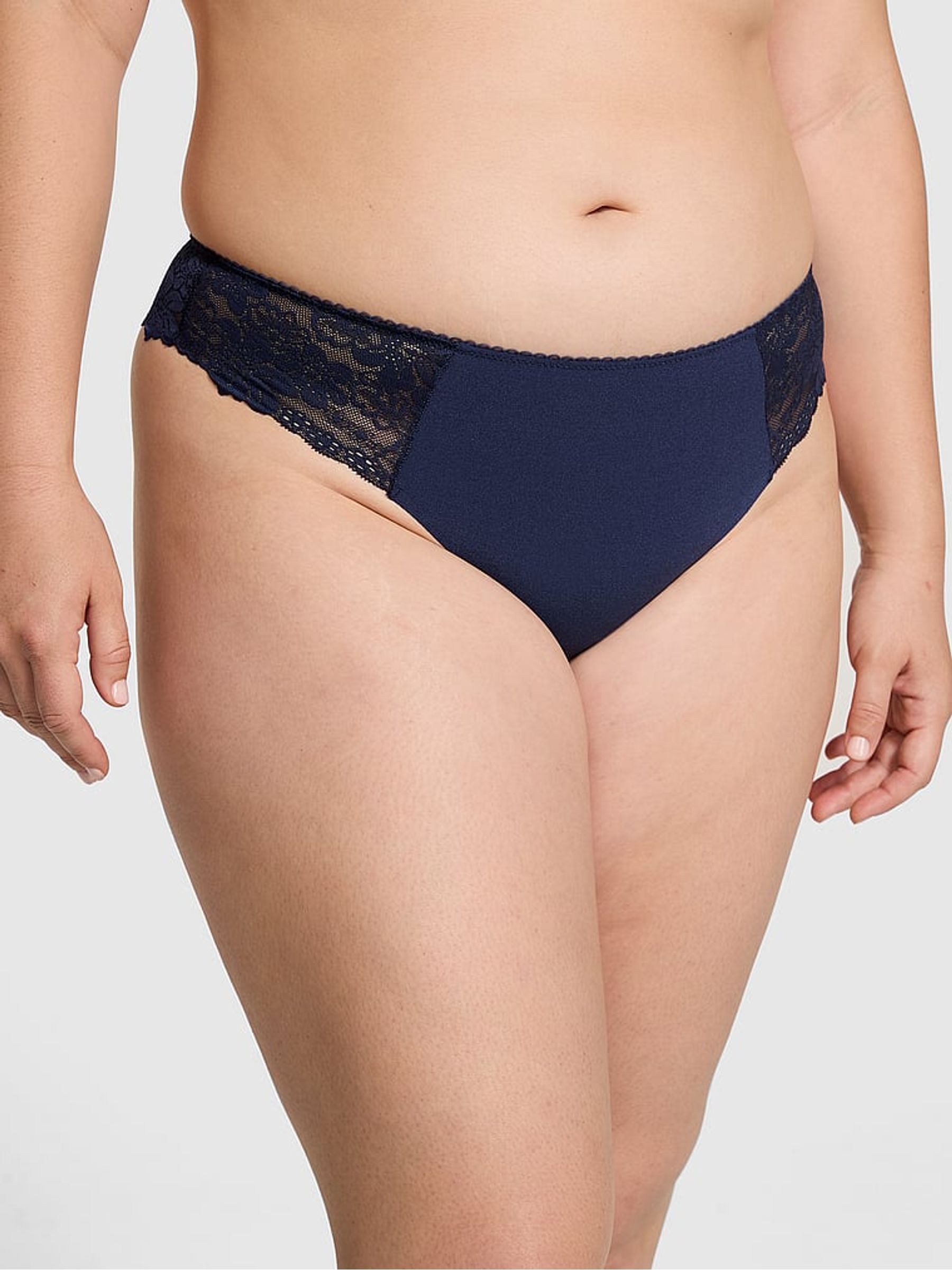 Midnight Navy Blue Lace Thong Knickers - Image 1 of 3