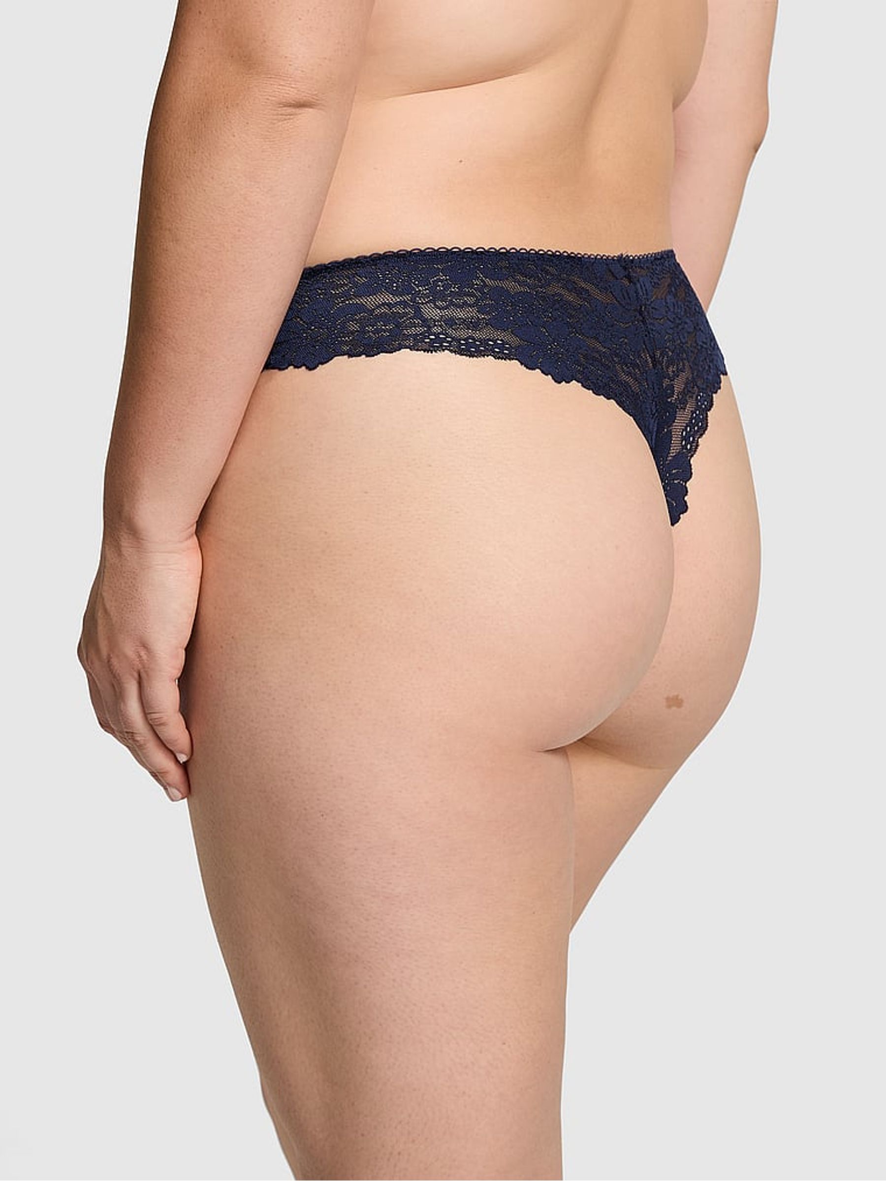 Midnight Navy Blue Lace Thong Knickers - Image 2 of 3
