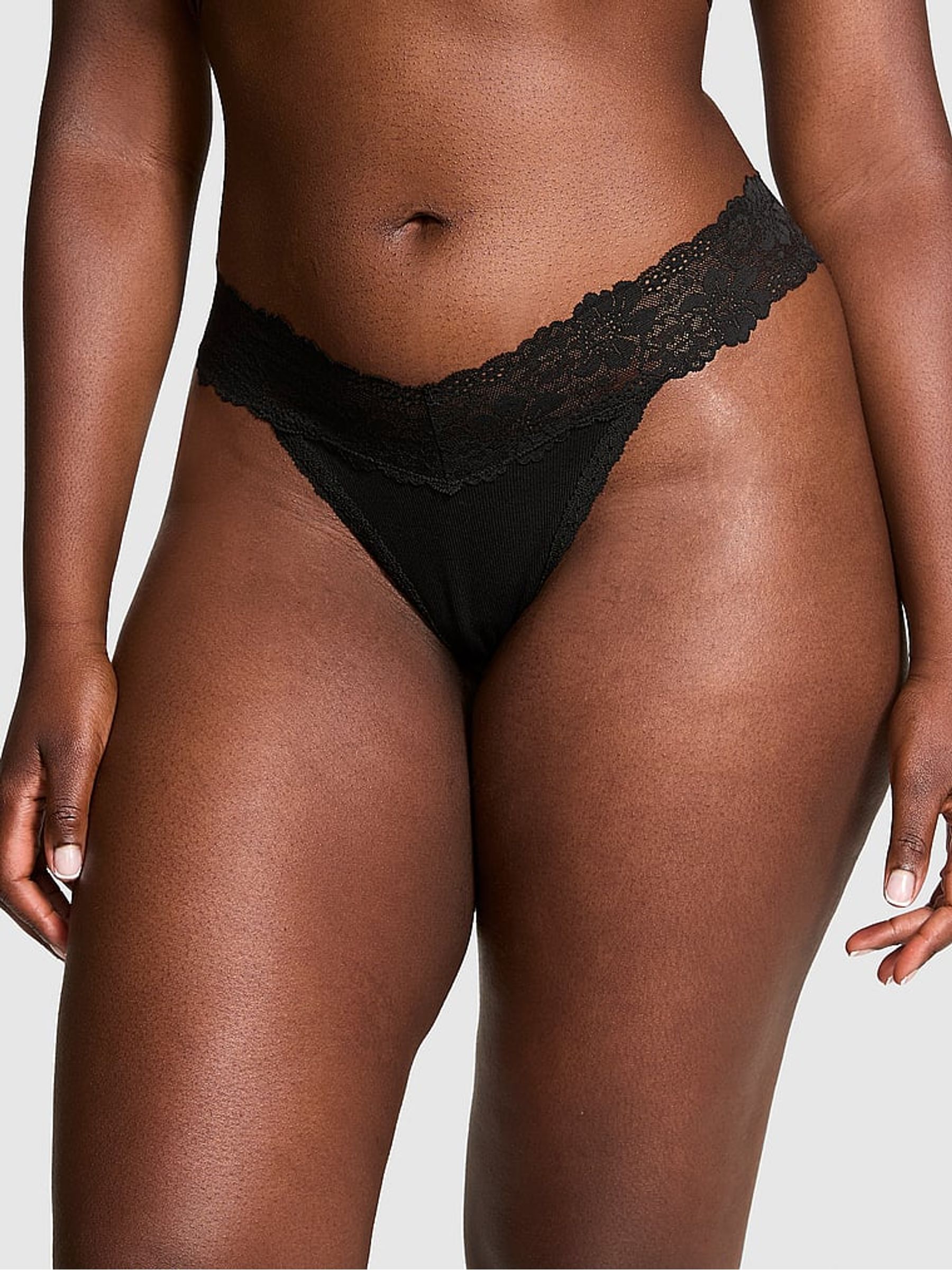 Black High Leg Floral Lace Knickers - Image 1 of 3