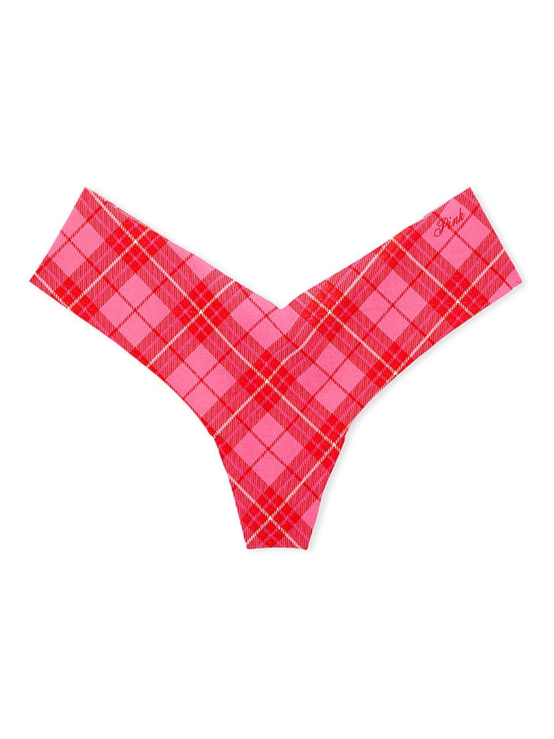 Pink Rose Plaid High Leg Thong Knickers - Image 3 of 3