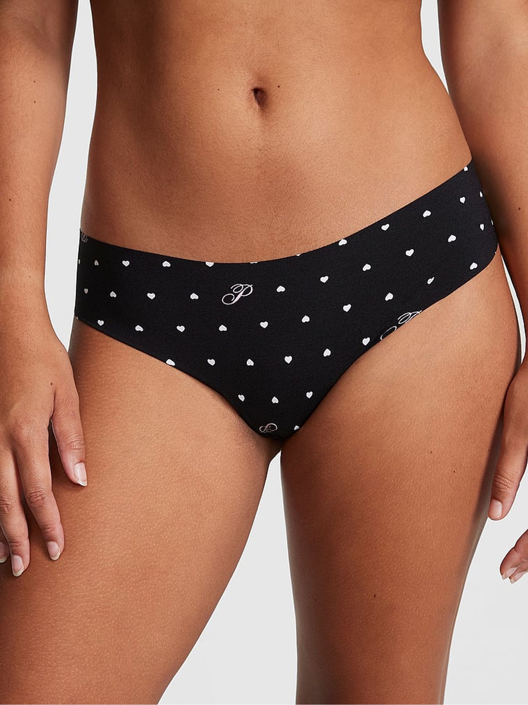 Black Heart Thong Knickers - Image 1 of 3