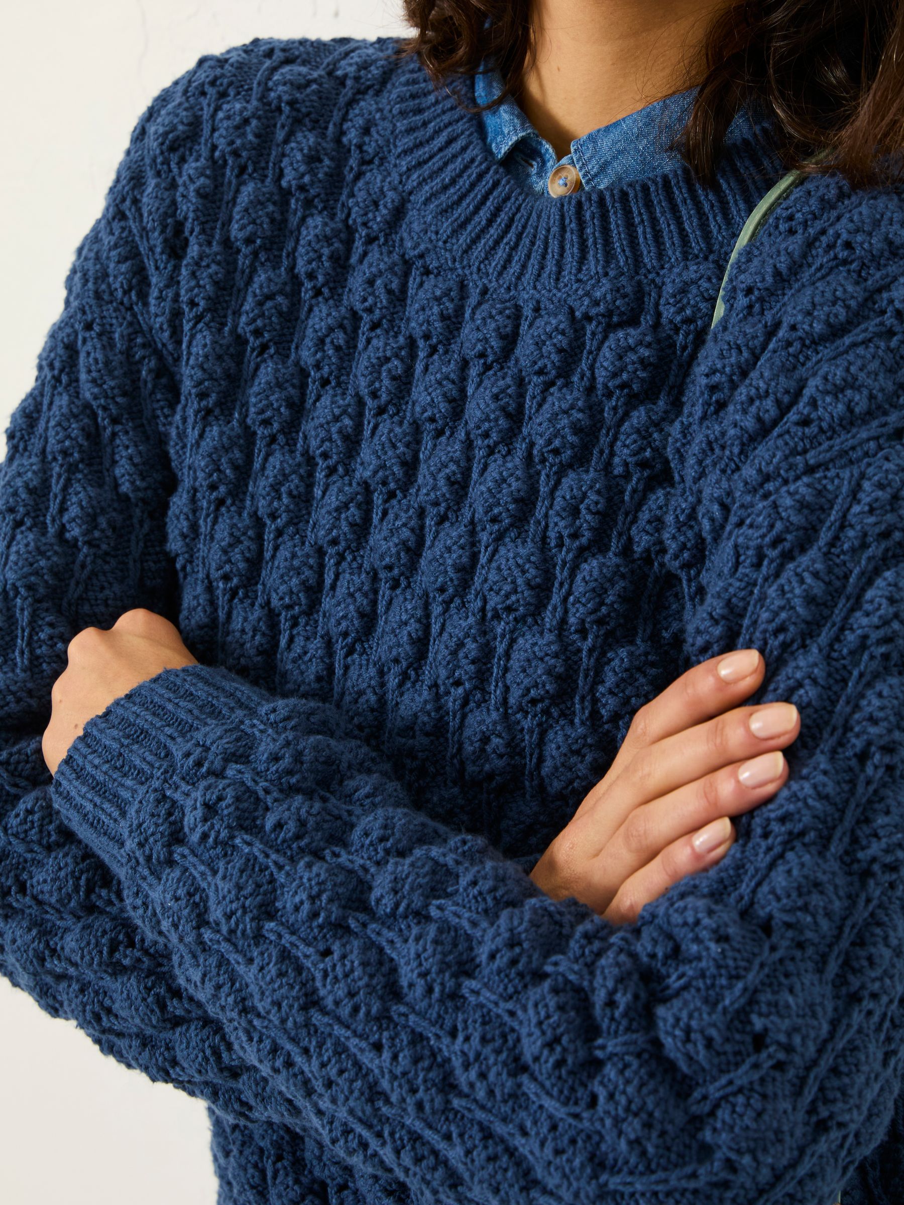 Navy Bea Bobble Knitted Jumper - Image 5 of 6