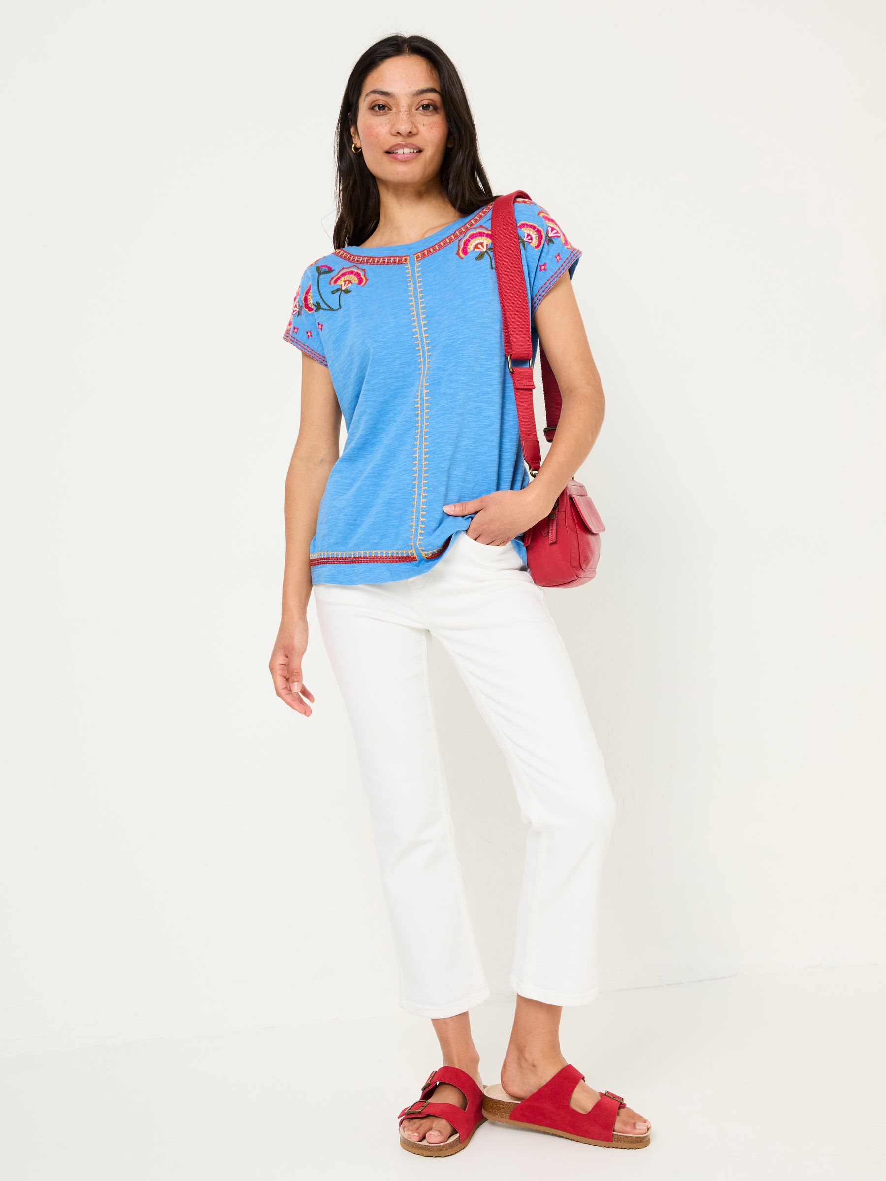 Ivy Bright Blue Embroidered T-Shirt - Image 3 of 6