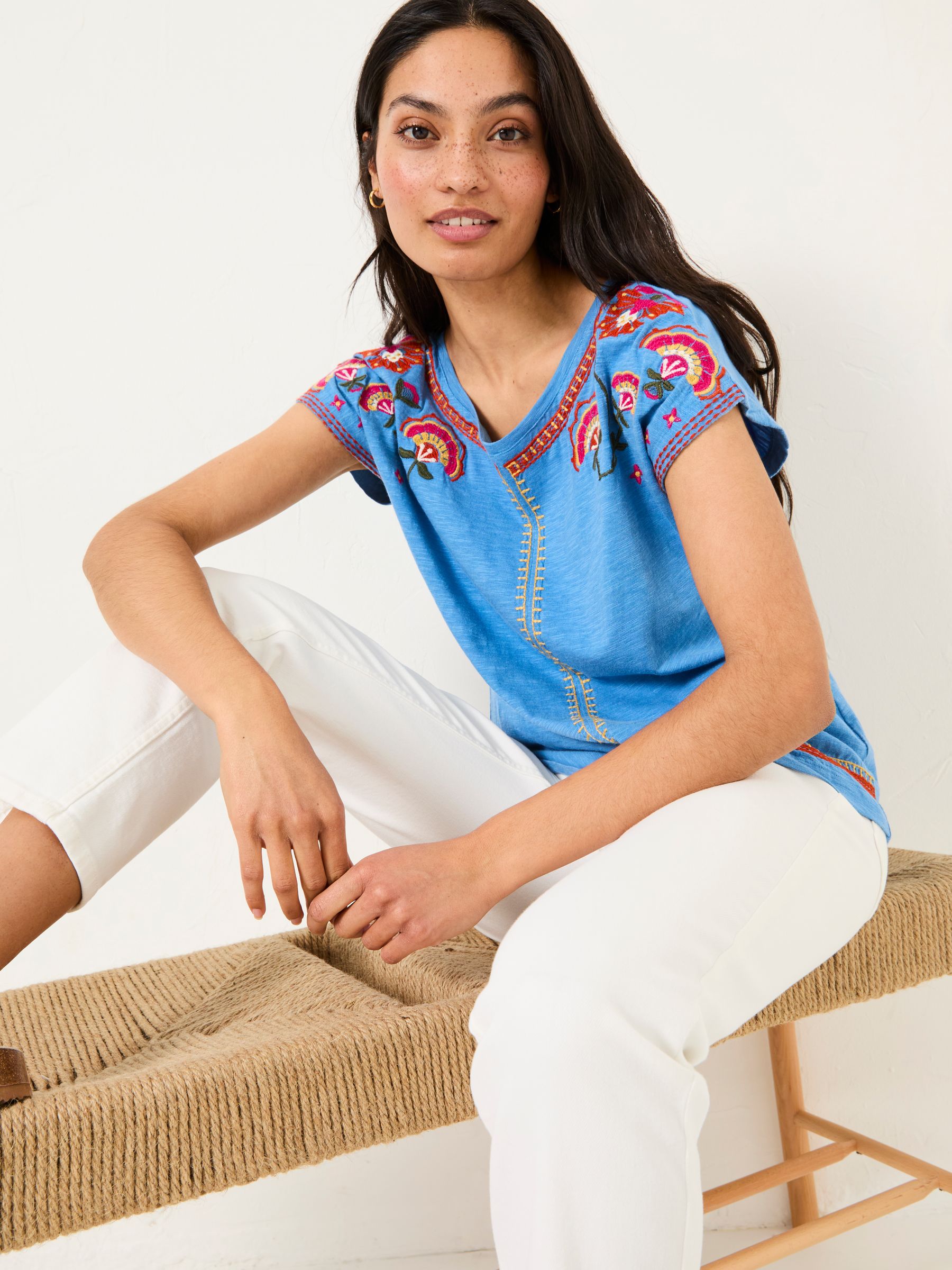 Ivy Bright Blue Embroidered T-Shirt - Image 4 of 6