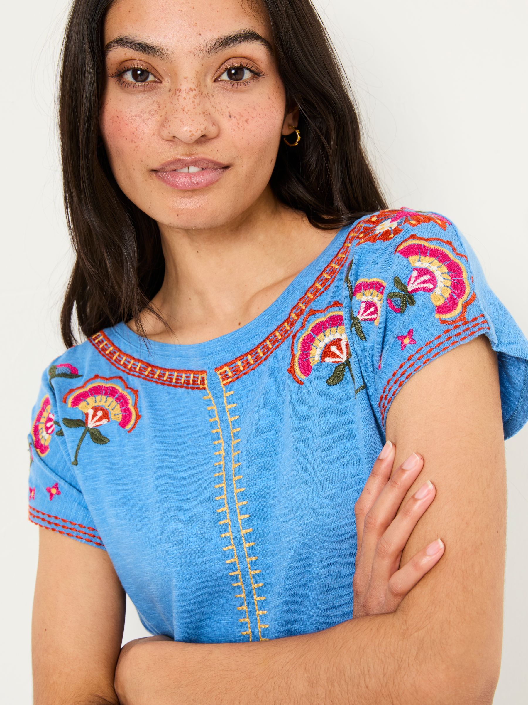 Ivy Bright Blue Embroidered T-Shirt - Image 5 of 6