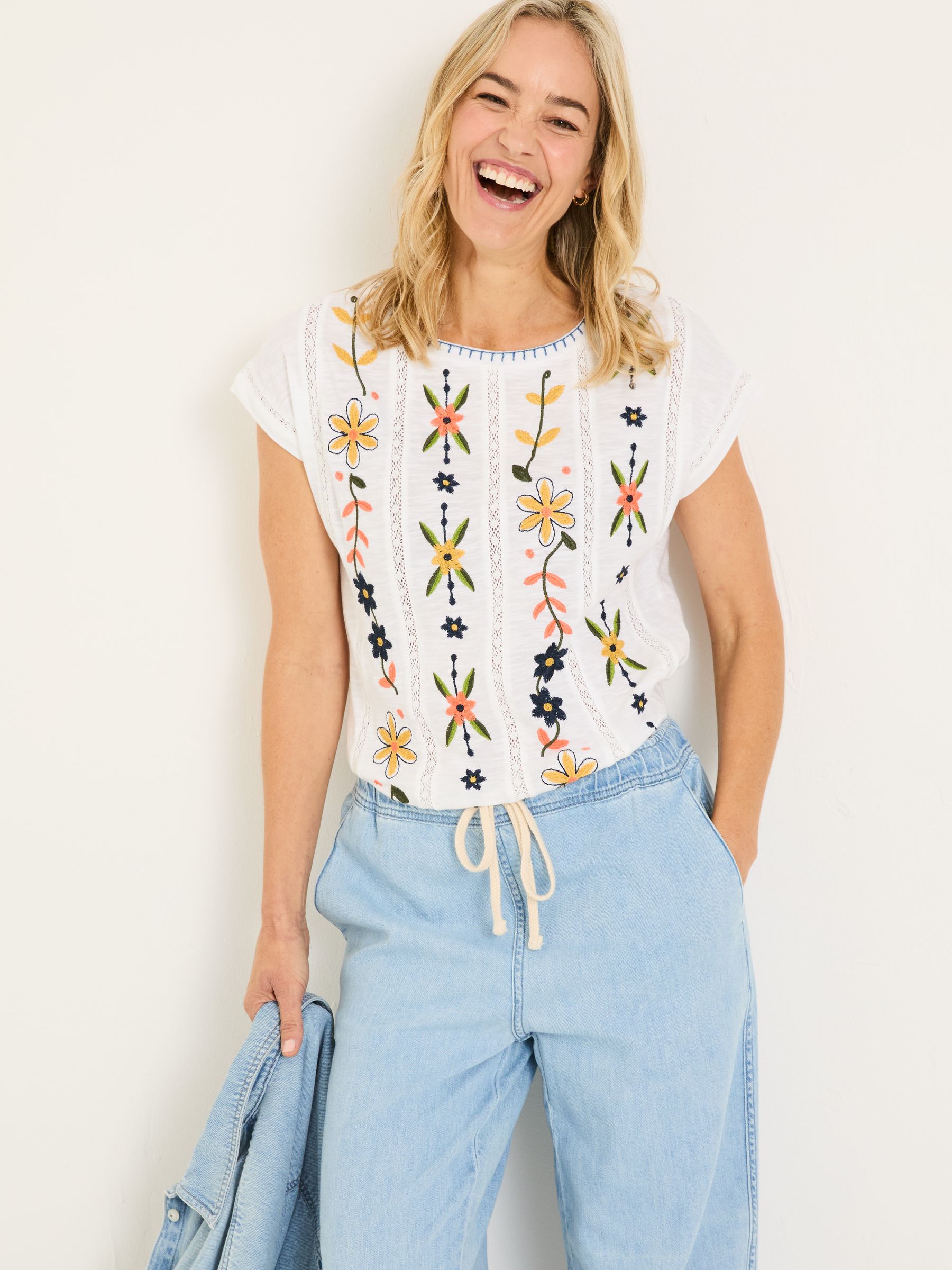 Ivy White Embroidered T-Shirt - Image 1 of 10