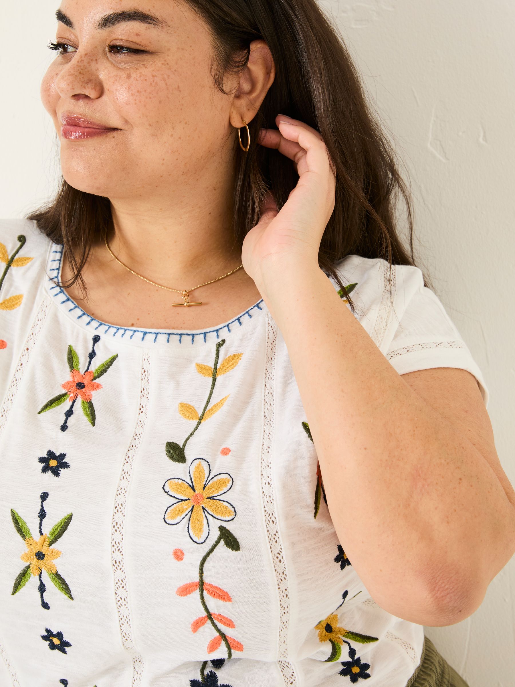 Ivy White Embroidered T-Shirt - Image 8 of 10