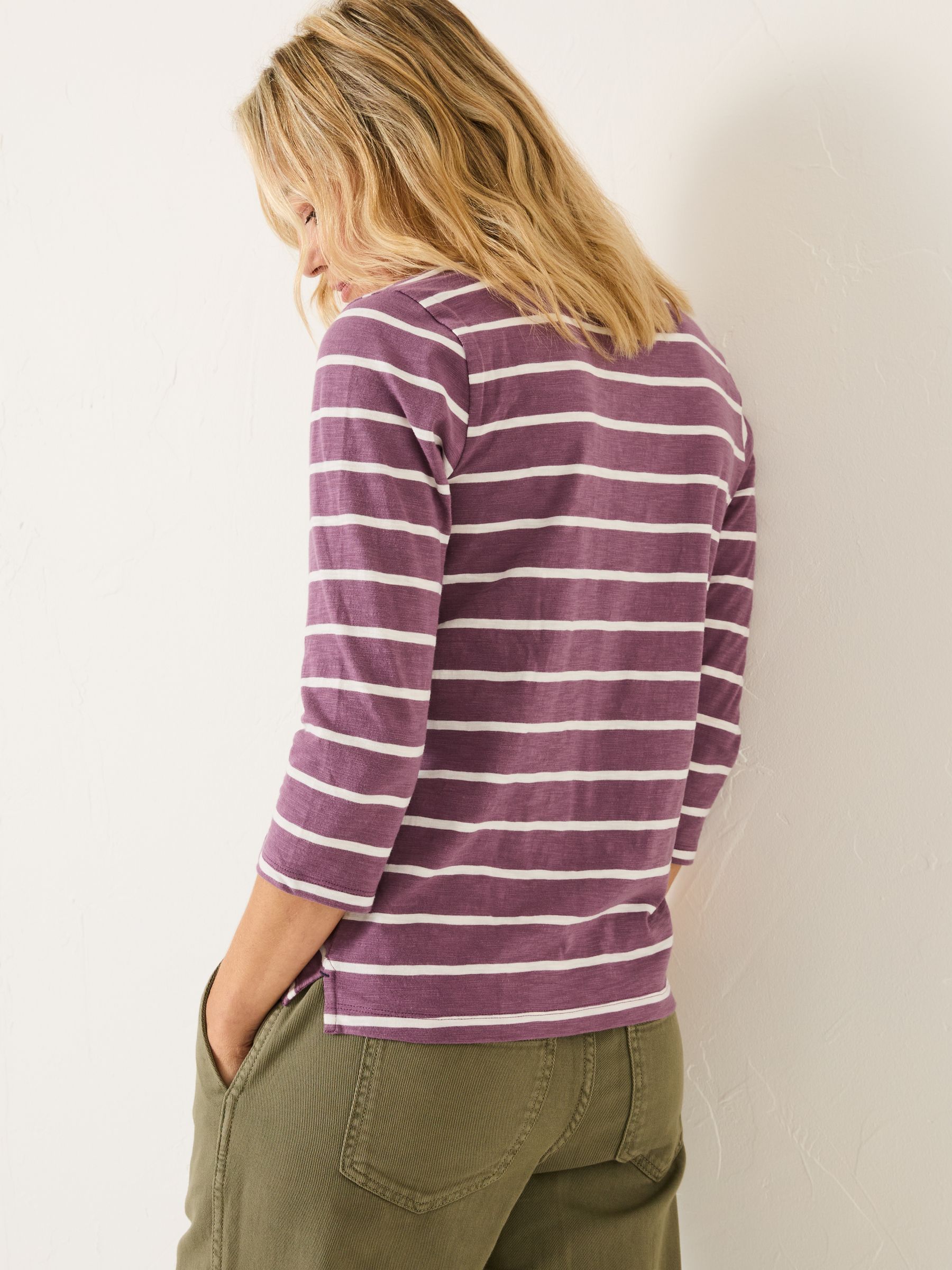 Porter Dusky Purple Stripe 100% Cotton T-Shirt - Image 2 of 9