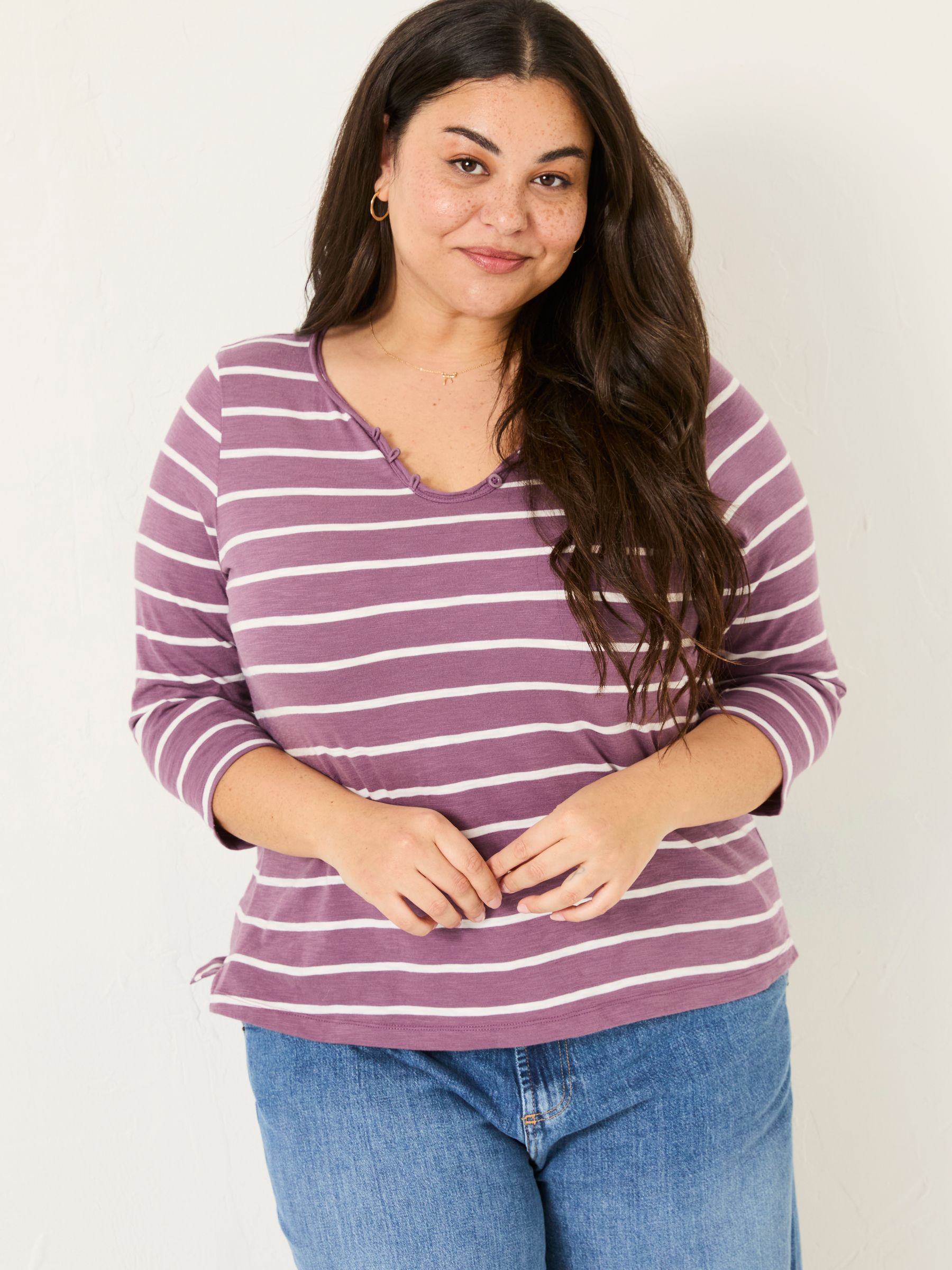 Porter Dusky Purple Stripe 100% Cotton T-Shirt - Image 4 of 9