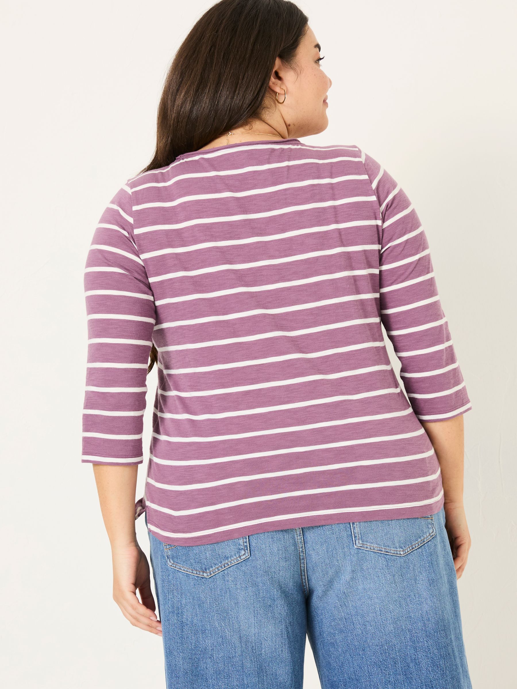 Porter Dusky Purple Stripe 100% Cotton T-Shirt - Image 6 of 9