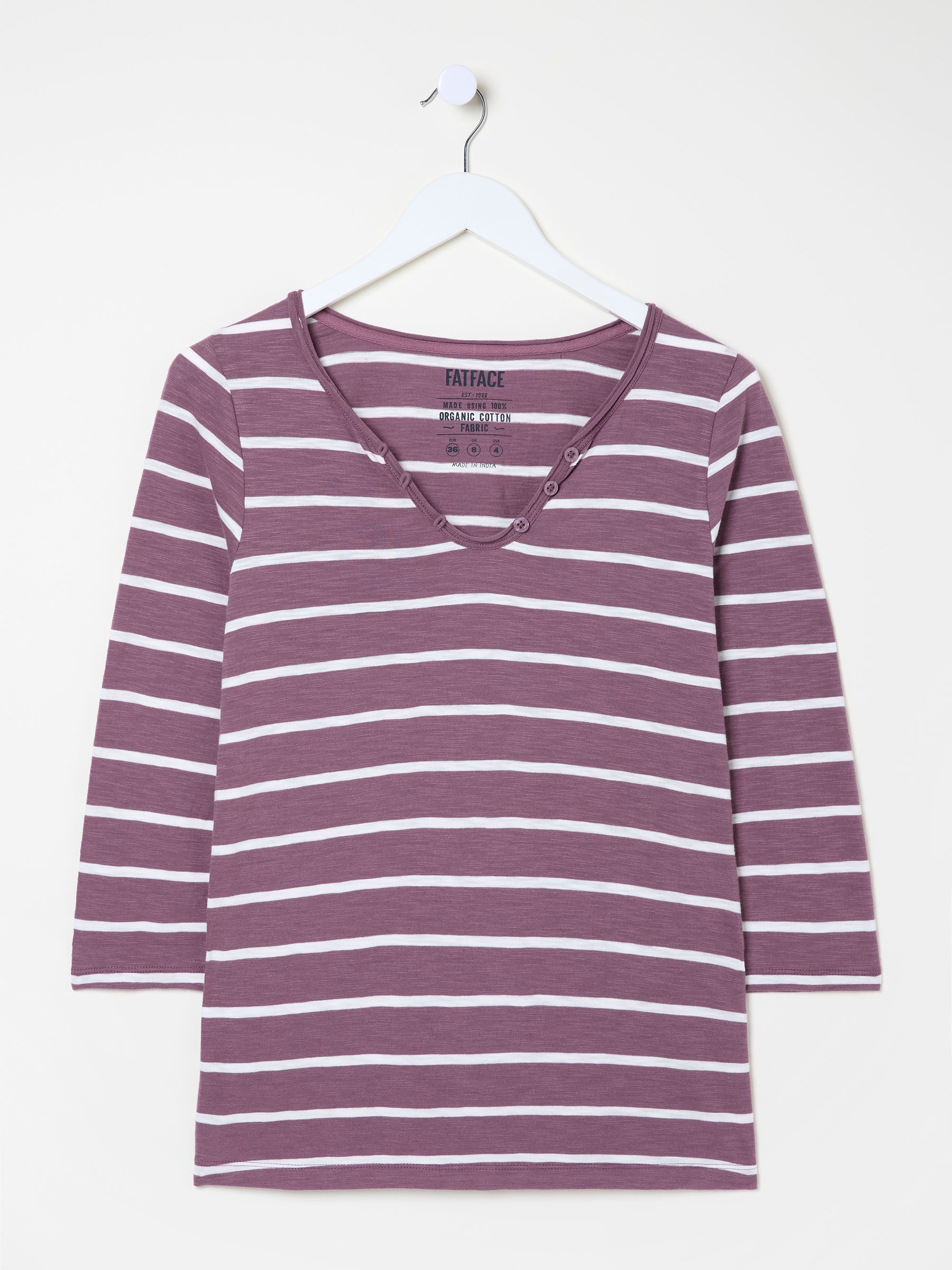 Porter Dusky Purple Stripe 100% Cotton T-Shirt - Image 7 of 9