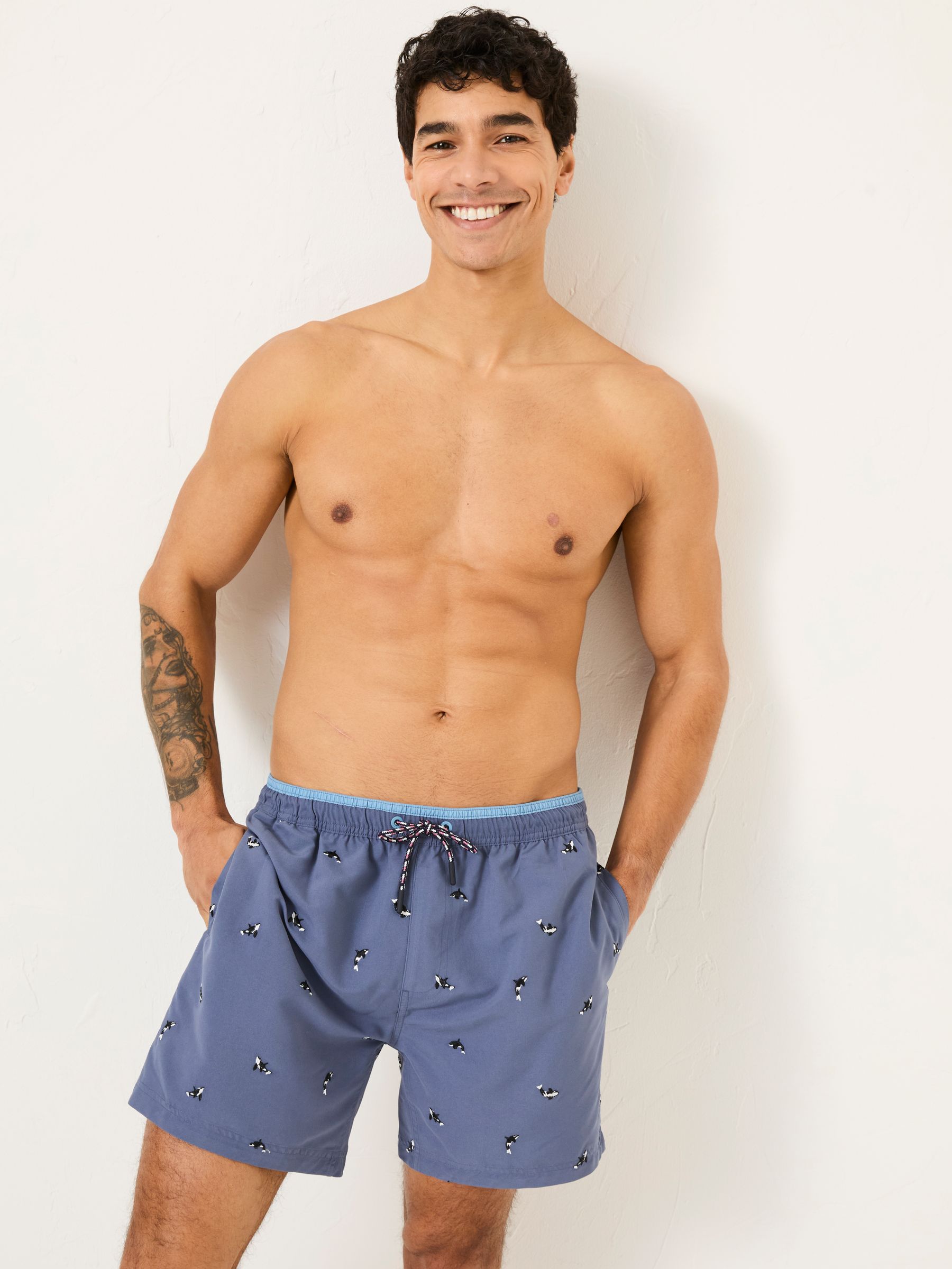 Trevose Navy Whale Embroidered Swim Shorts - Image 2 of 6
