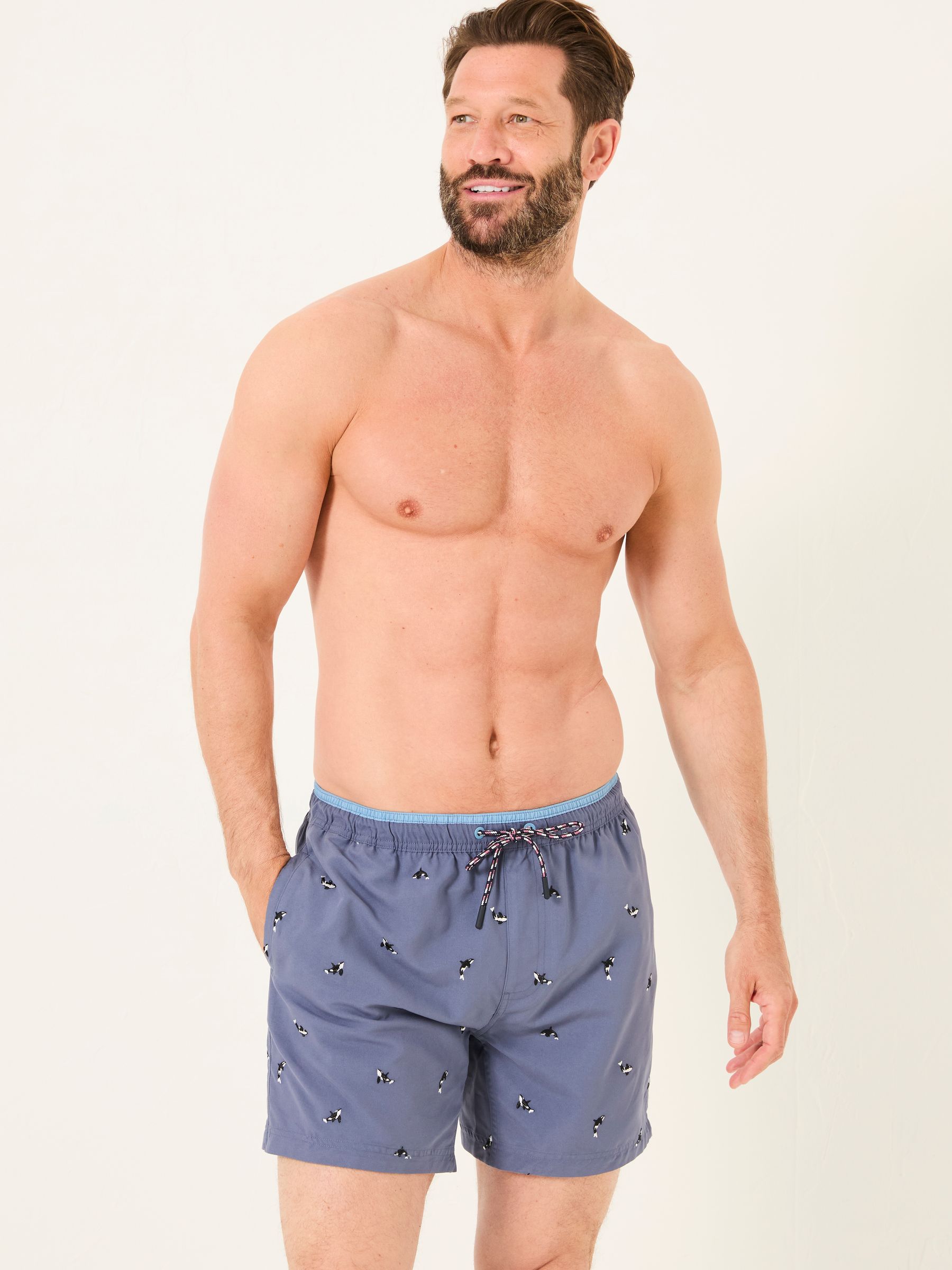 Trevose Navy Whale Embroidered Swim Shorts - Image 3 of 6