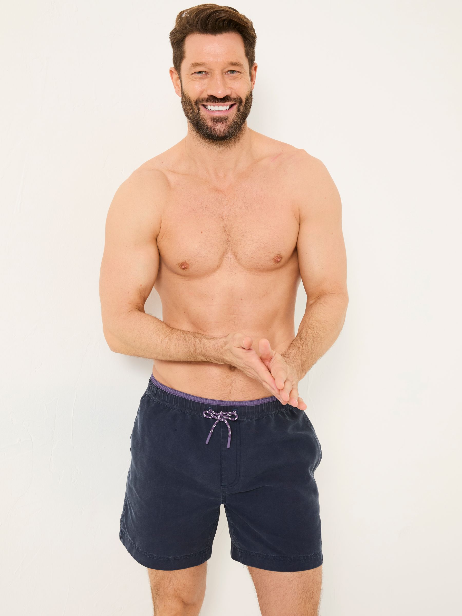 Trevose Navy Plain Swim Shorts - Image 3 of 6