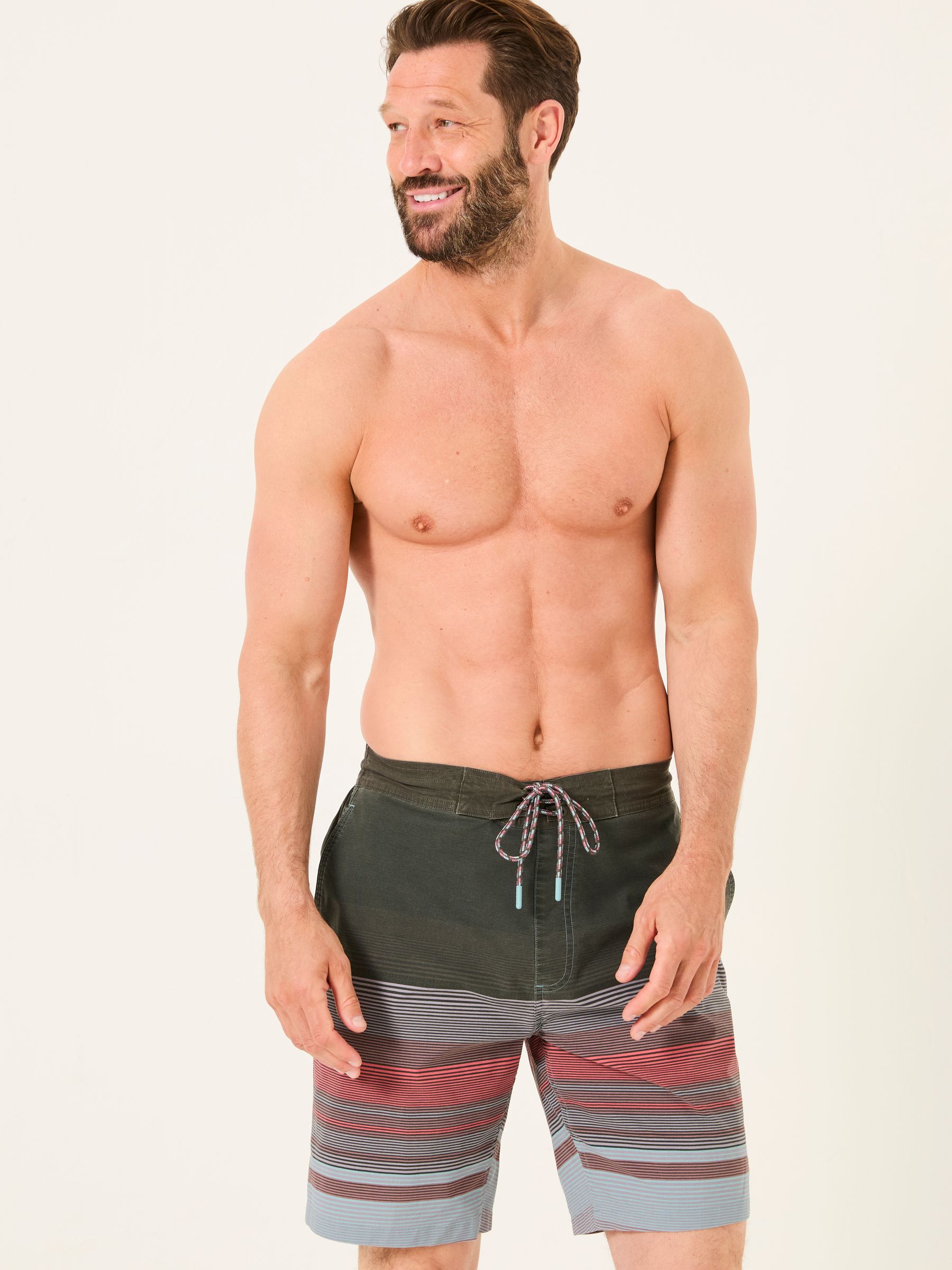 Camber Pink Blue Stripe Swim Shorts - Image 2 of 6