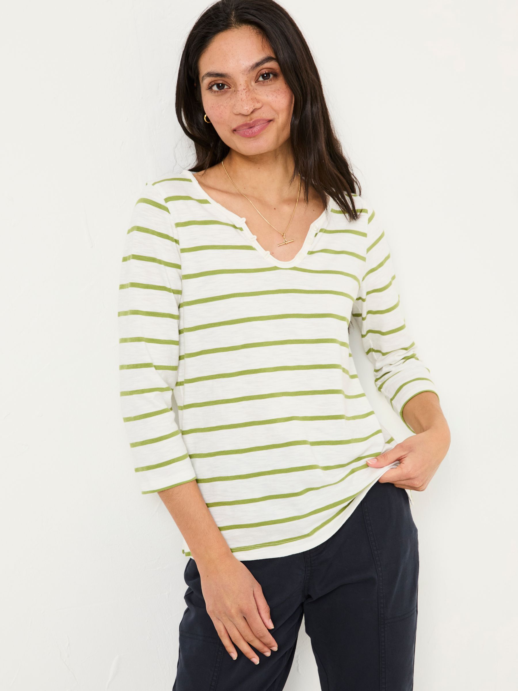 Porter Green Stripe 100% Cotton T-Shirt - Image 1 of 5