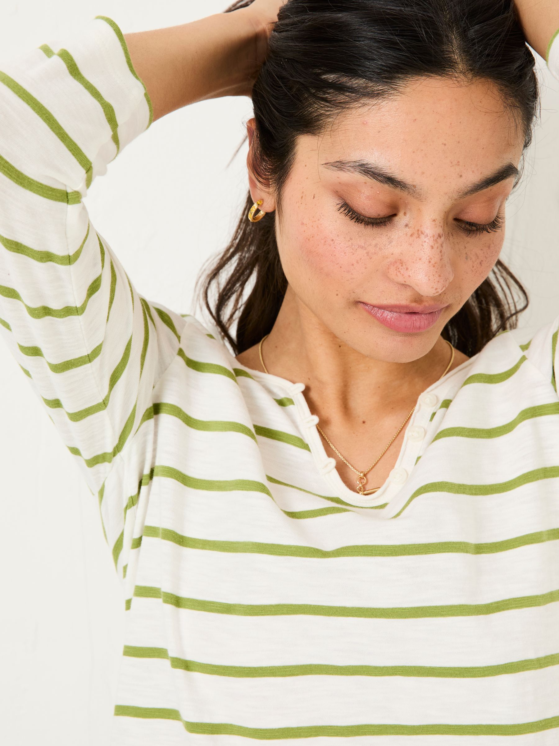 Porter Green Stripe 100% Cotton T-Shirt - Image 4 of 5