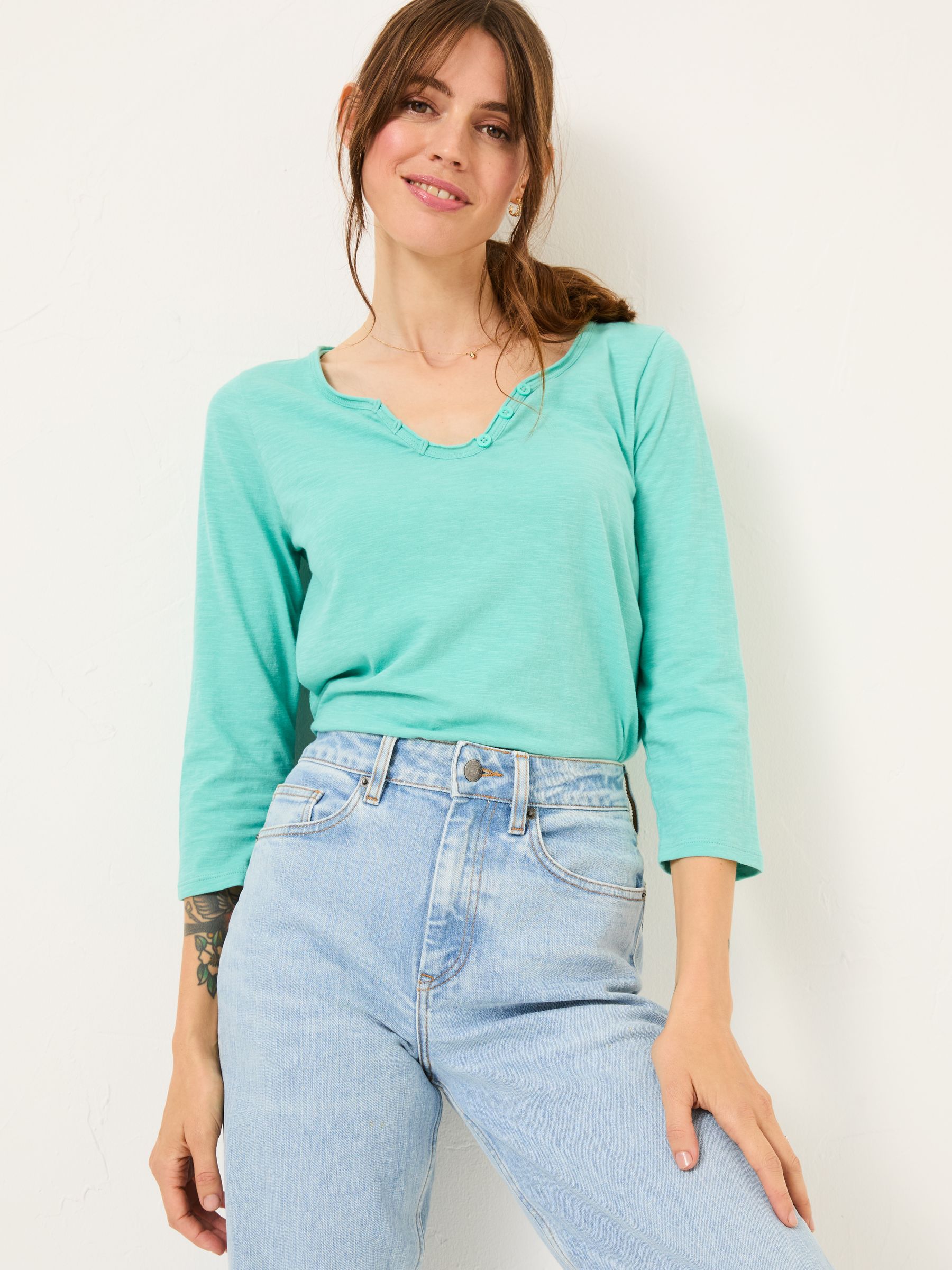 Porter Light Teal Green 100% Cotton T-Shirt | FatFace USA