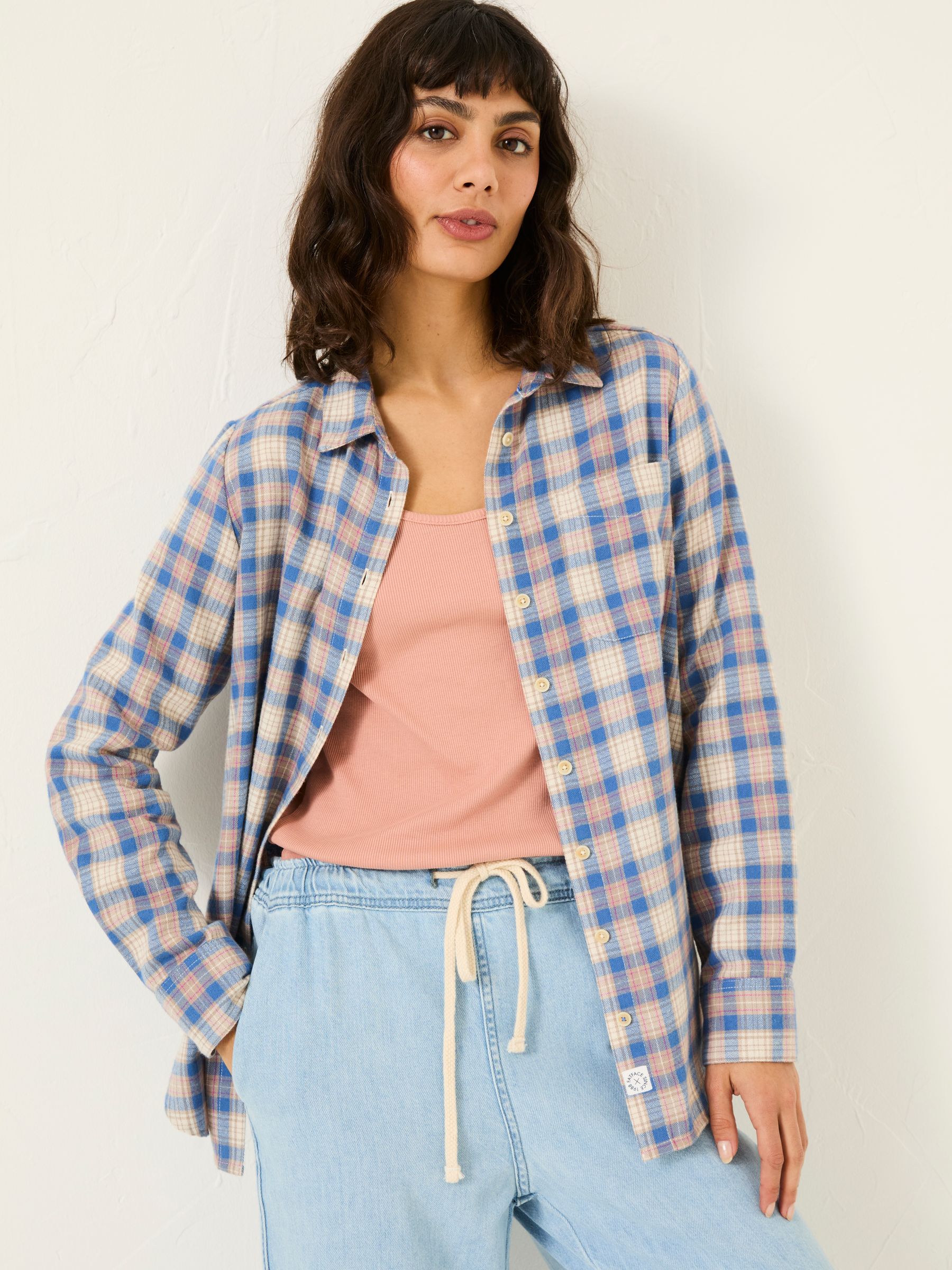 Olivia Blue Check 100% Cotton Long Sleeve Shirt - Image 1 of 9