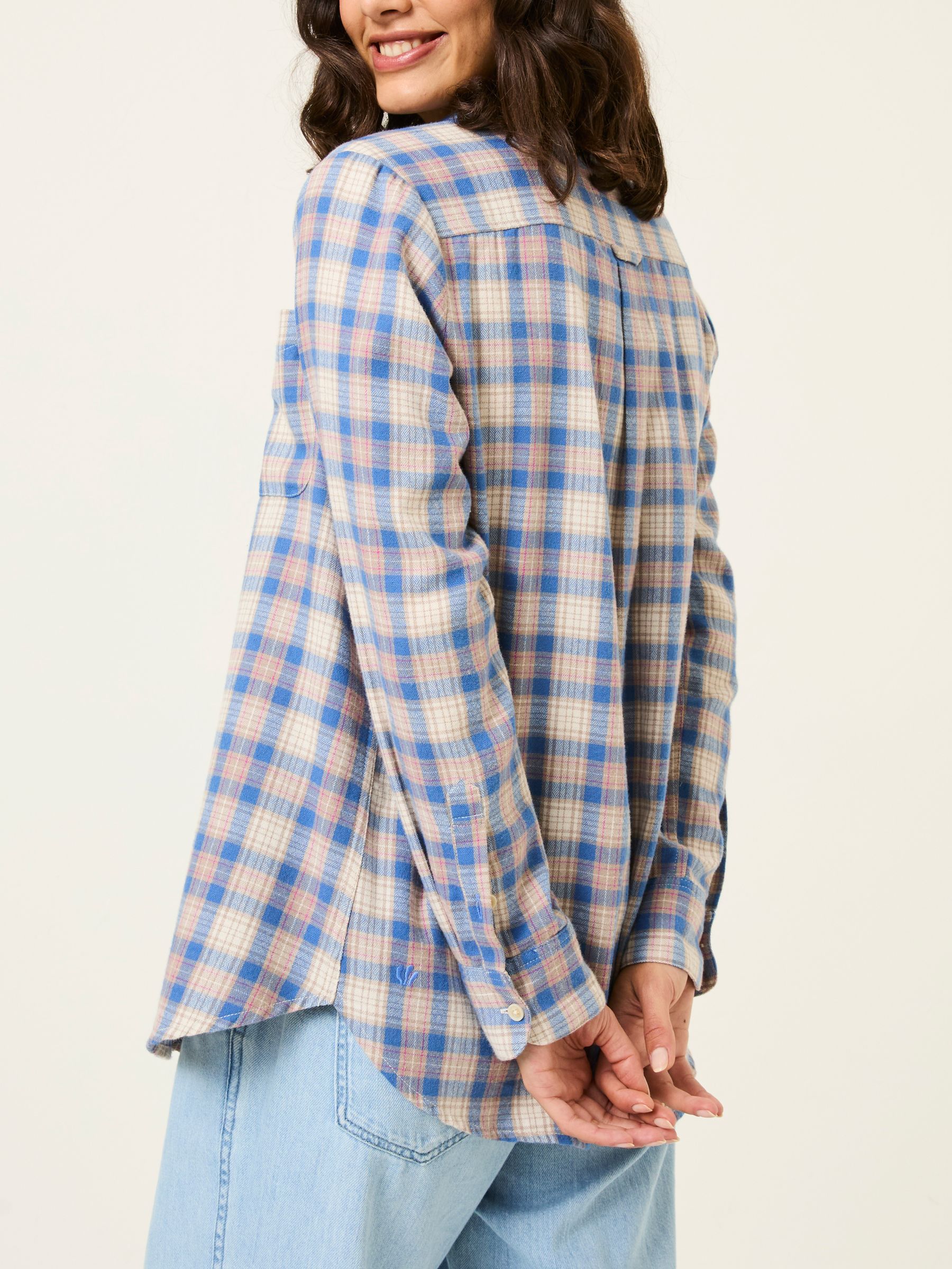 Olivia Blue Check 100% Cotton Long Sleeve Shirt - Image 2 of 9