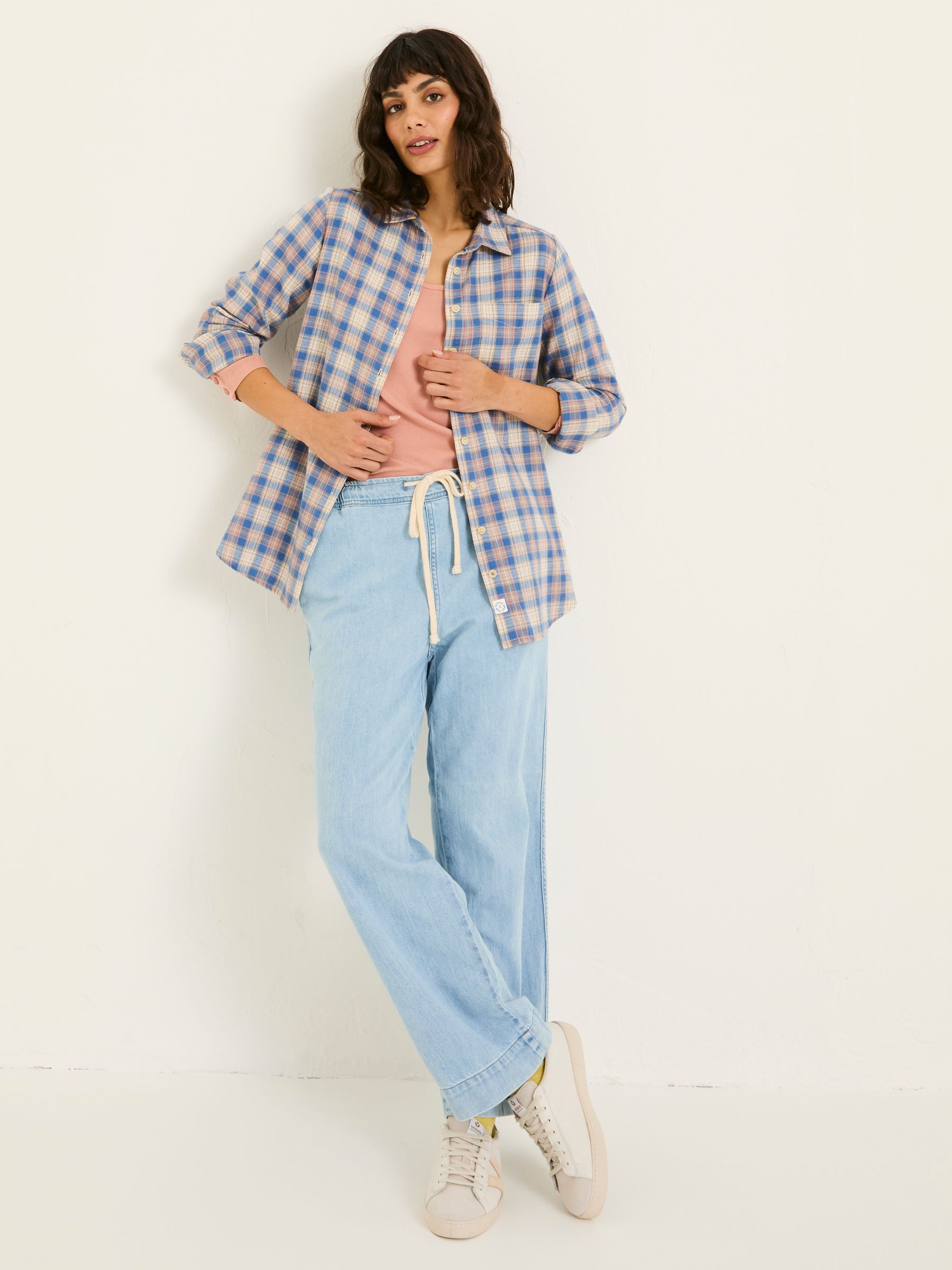 Olivia Blue Check 100% Cotton Long Sleeve Shirt - Image 3 of 9
