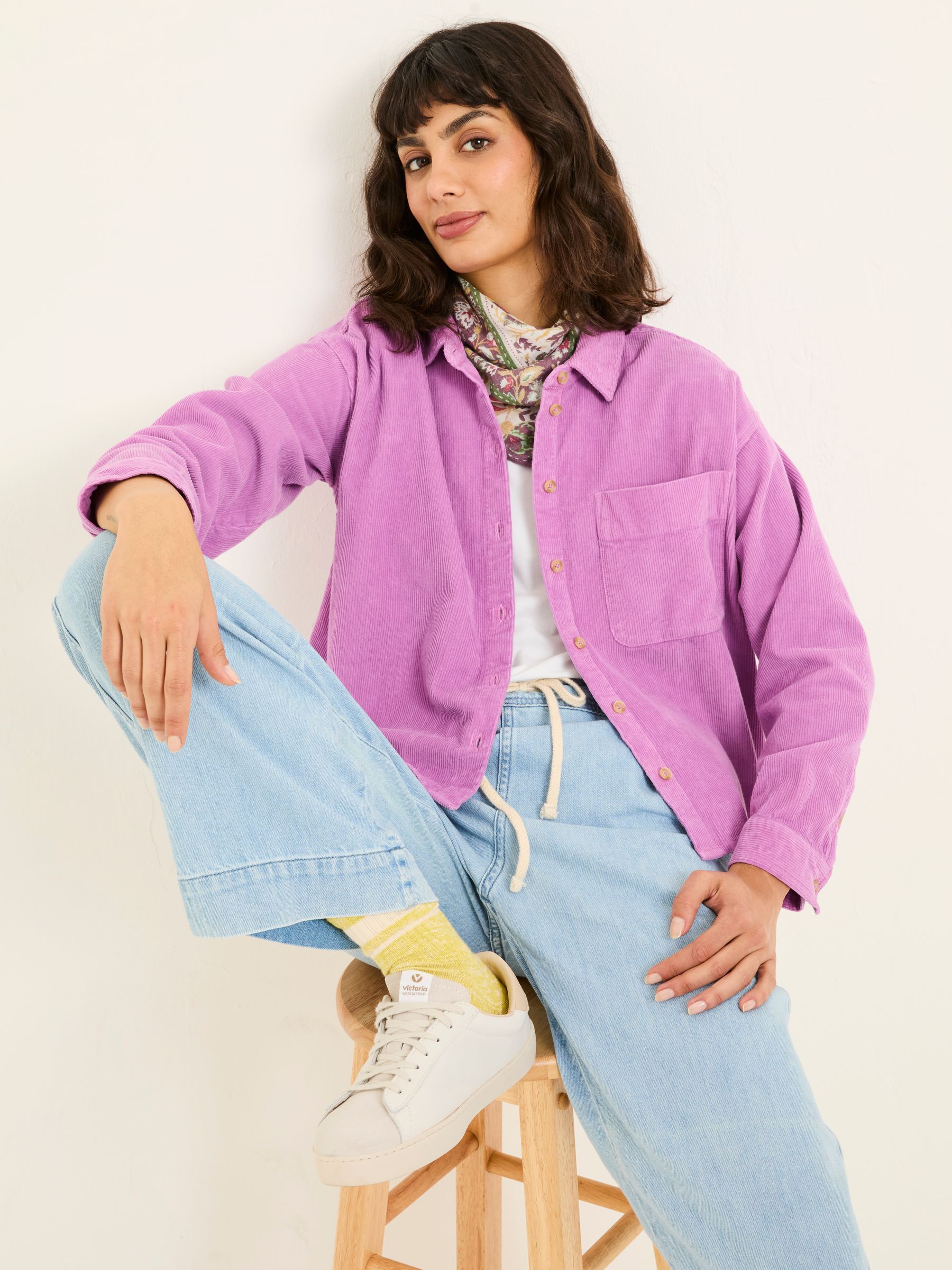 Vivienne Heather Purple 100% Cotton Cord Shirt - Image 4 of 10