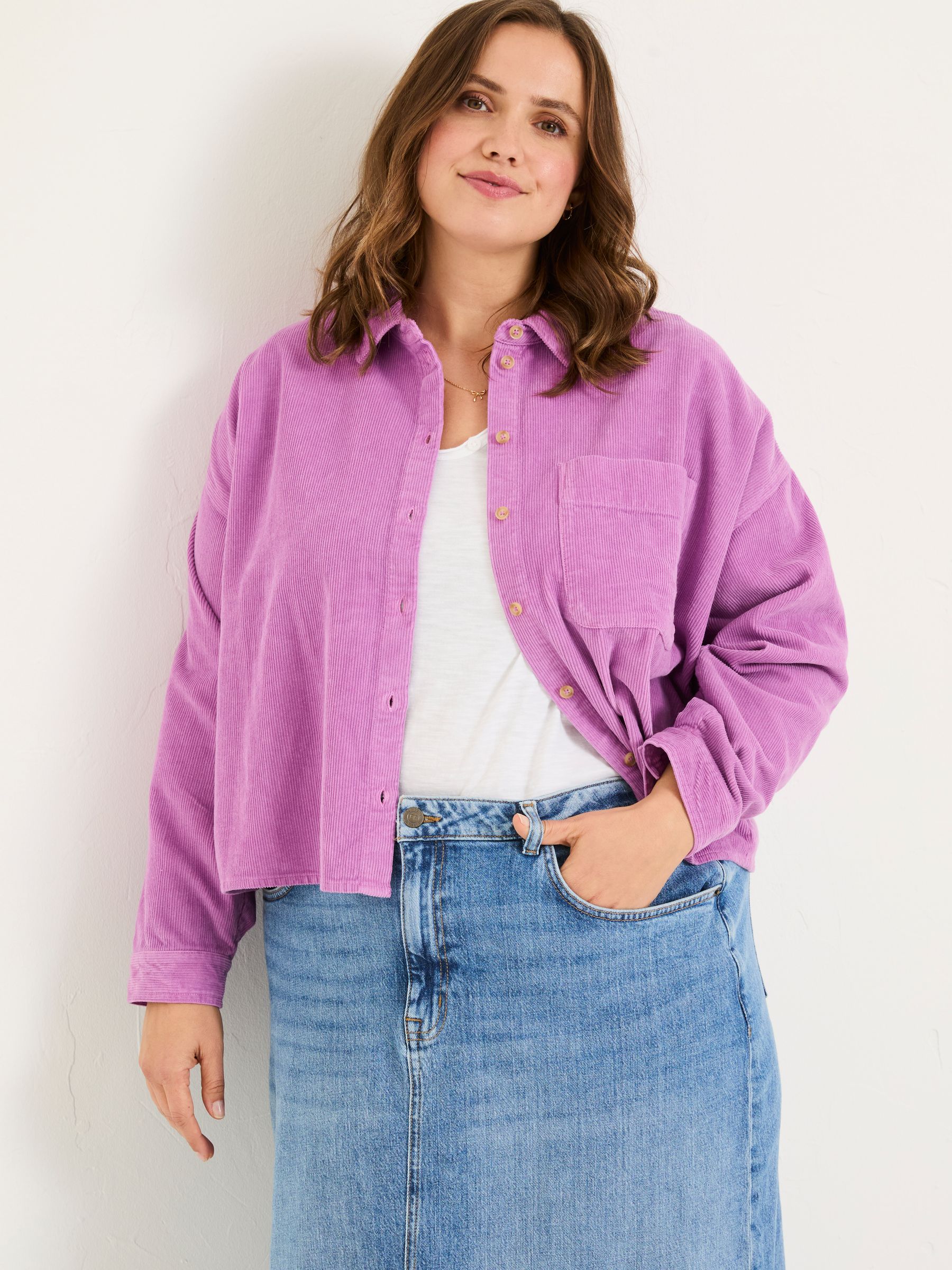 Vivienne Heather Purple 100% Cotton Cord Shirt - Image 8 of 10