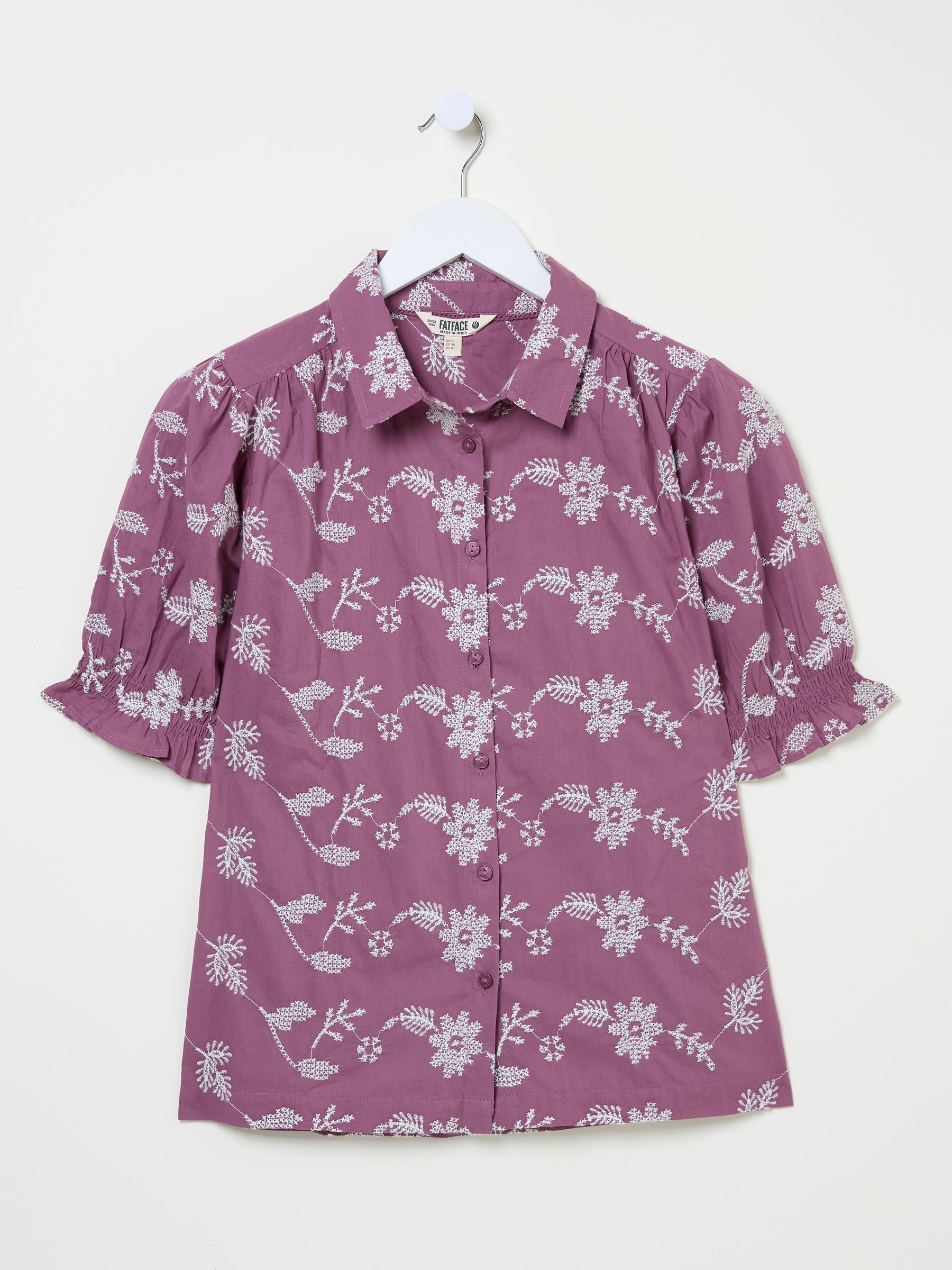 Dusky Purple Kat 100% Cotton Embroidered Shirt - Image 11 of 12
