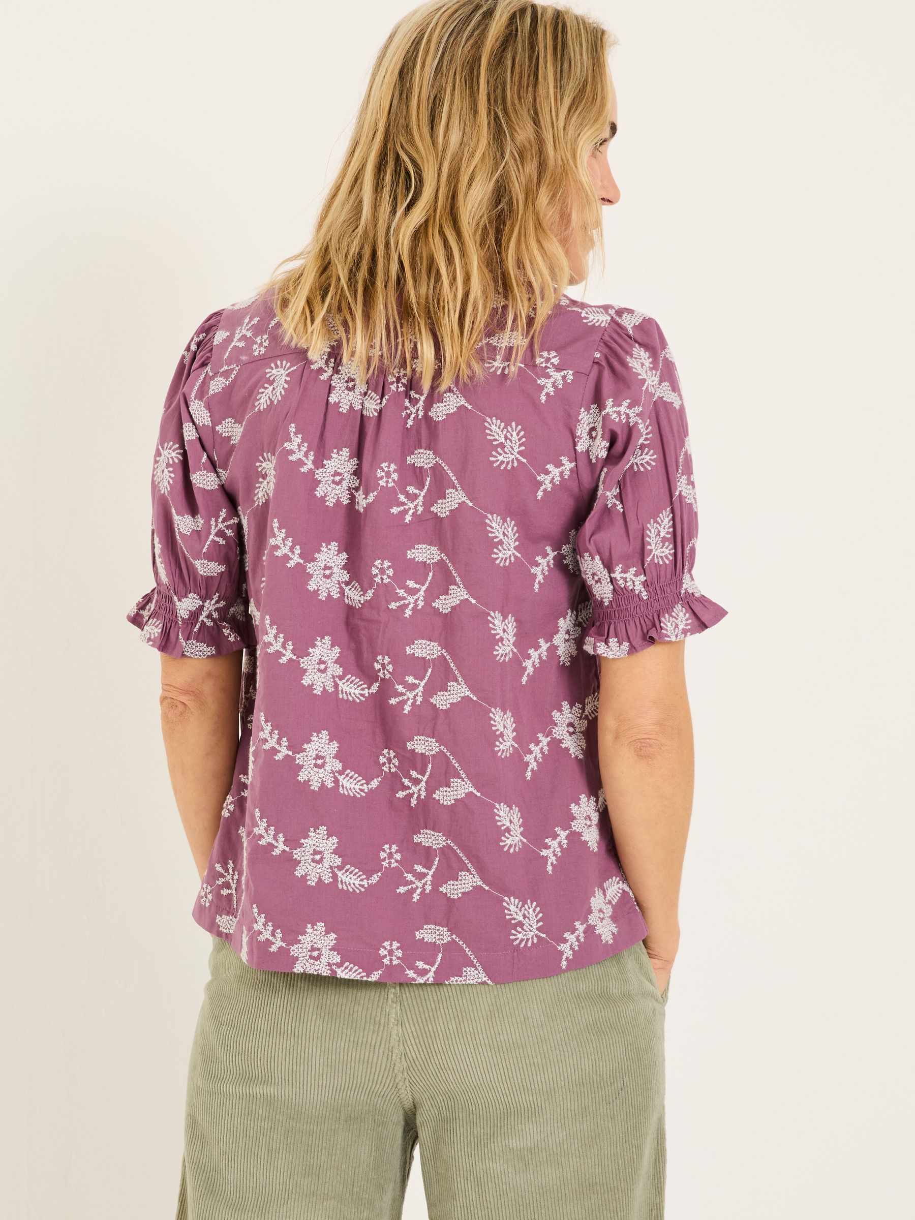 Dusky Purple Kat 100% Cotton Embroidered Shirt - Image 3 of 12