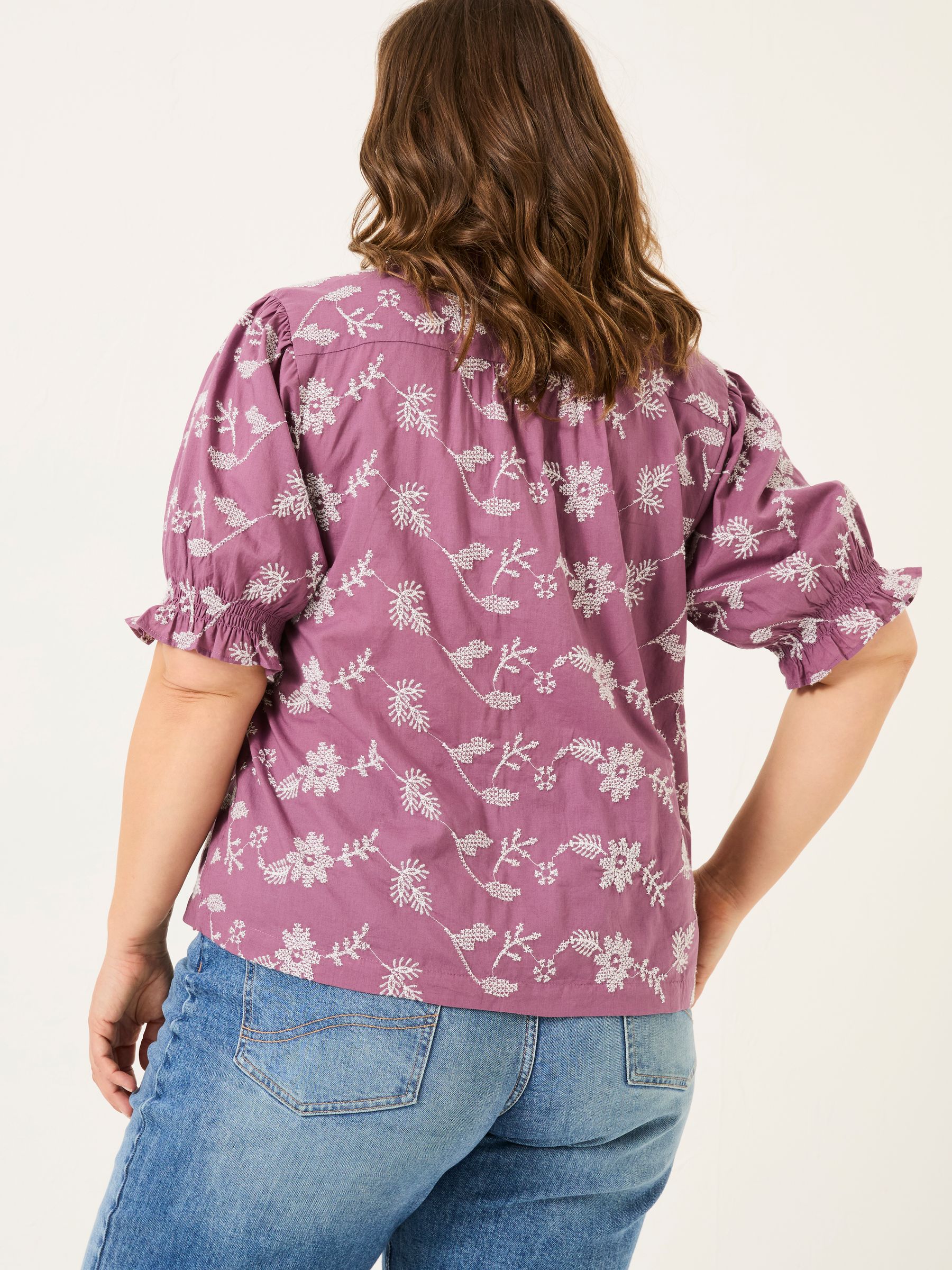 Dusky Purple Kat 100% Cotton Embroidered Shirt - Image 8 of 12