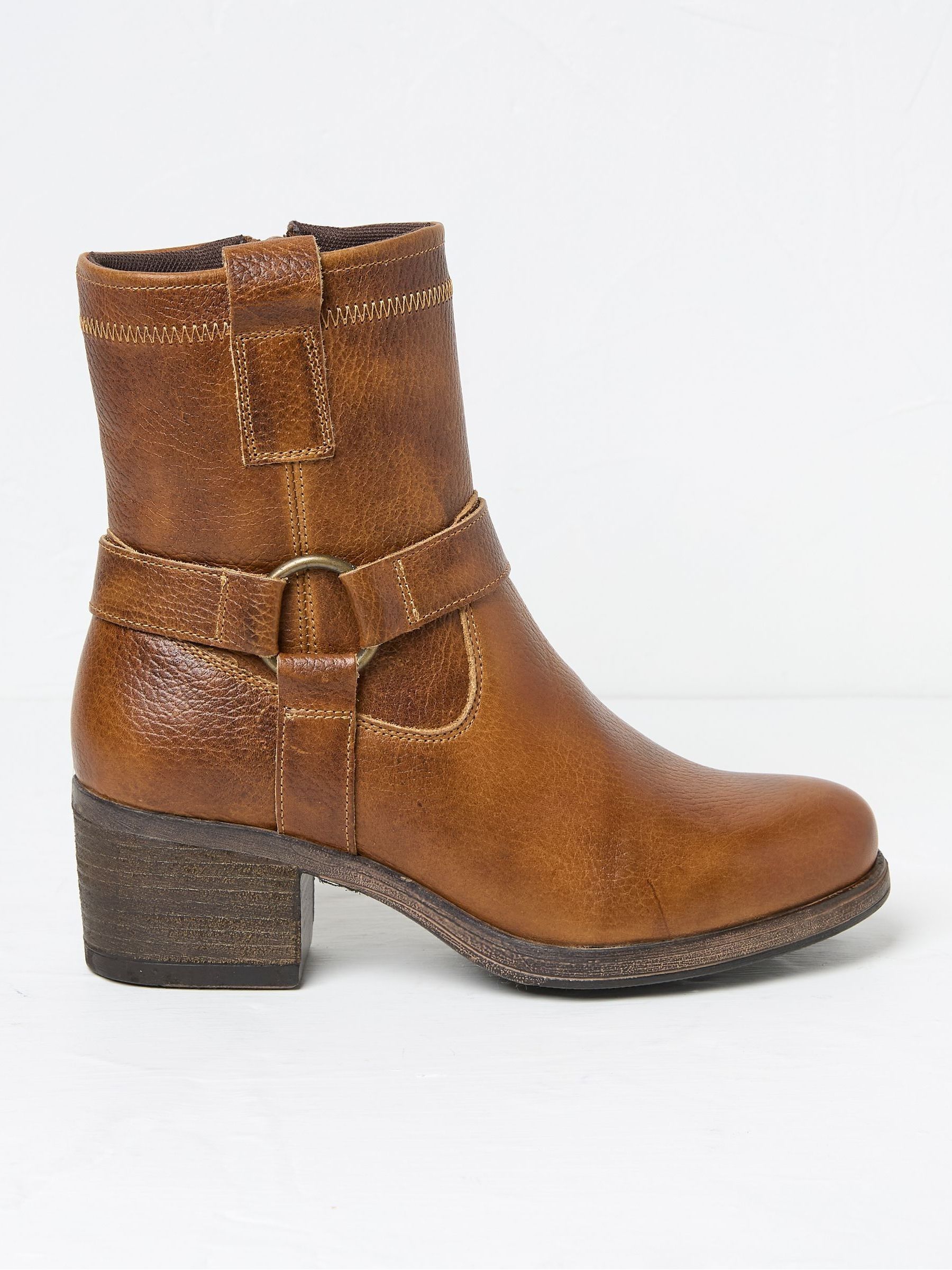Hazel Tan Brown Mid Heel Boots FatFace