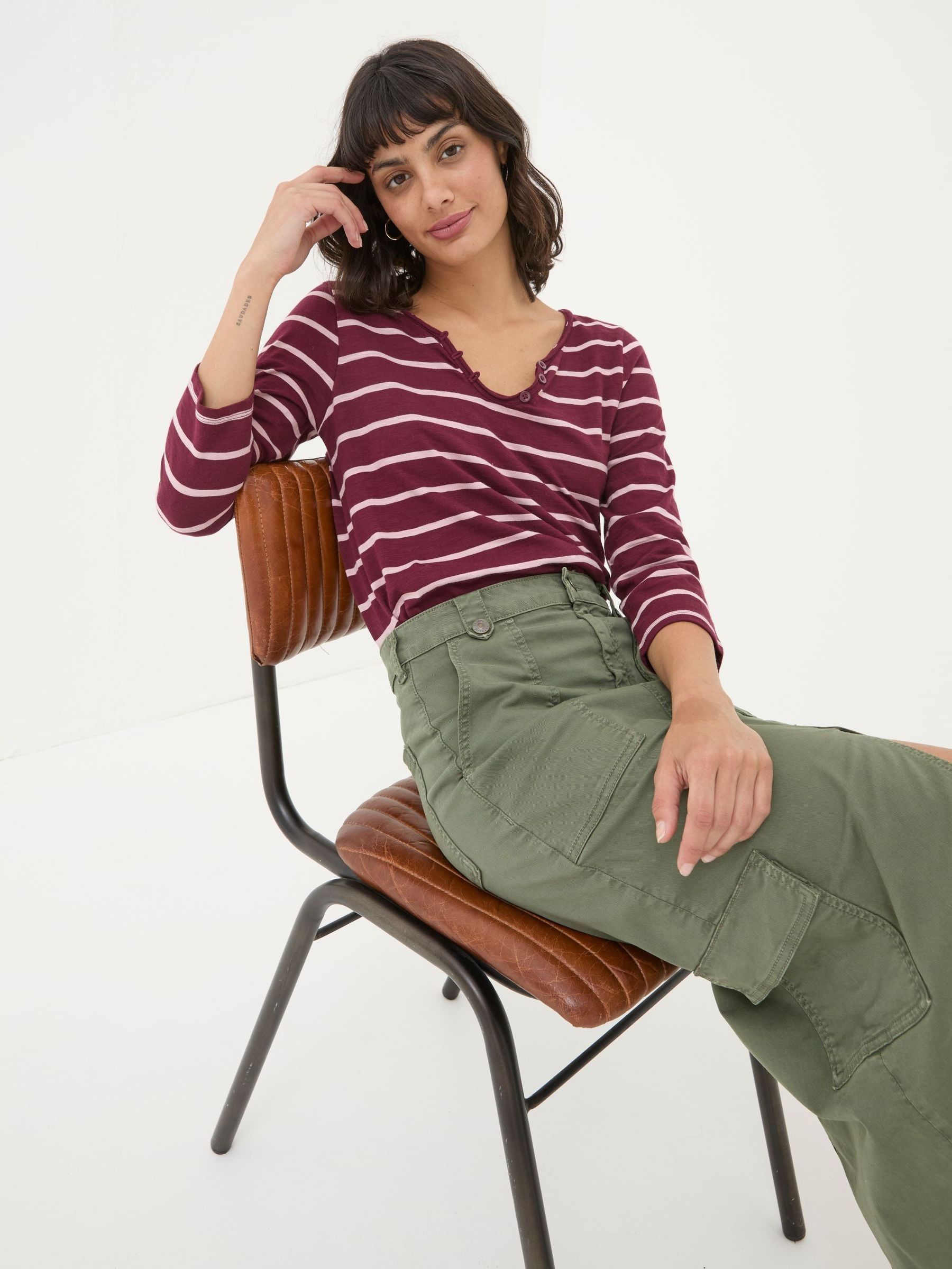 Porter Red Organic Cotton Stripe T-Shirt - Image 4 of 6