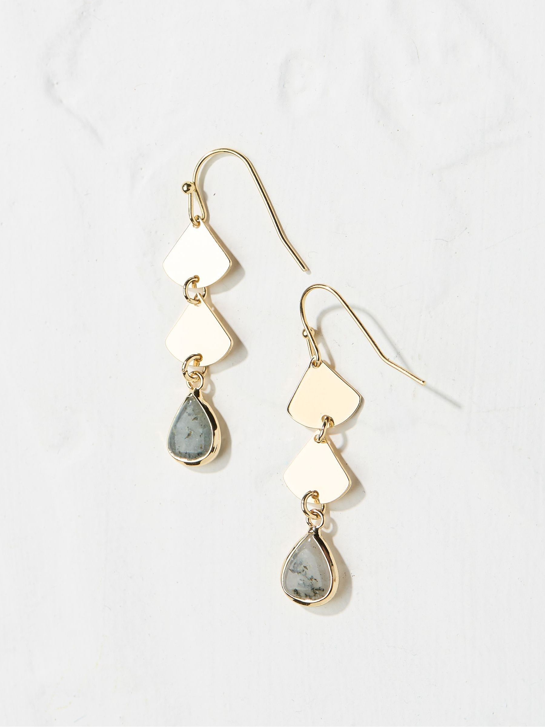 Gold Tone Fan Drop Earrings - Image 1 of 2