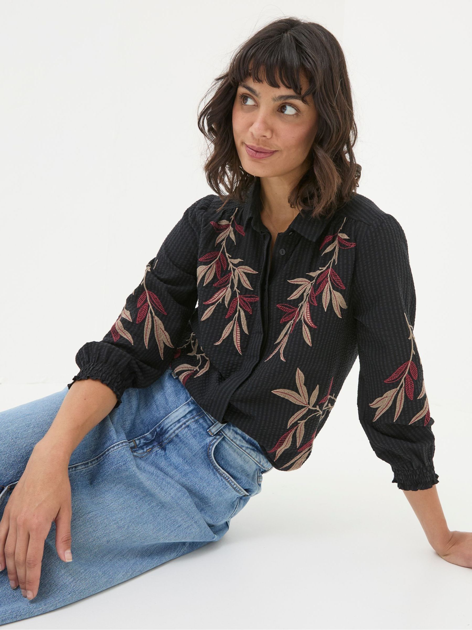 Black Kate Embroidered Shirt - Image 4 of 6