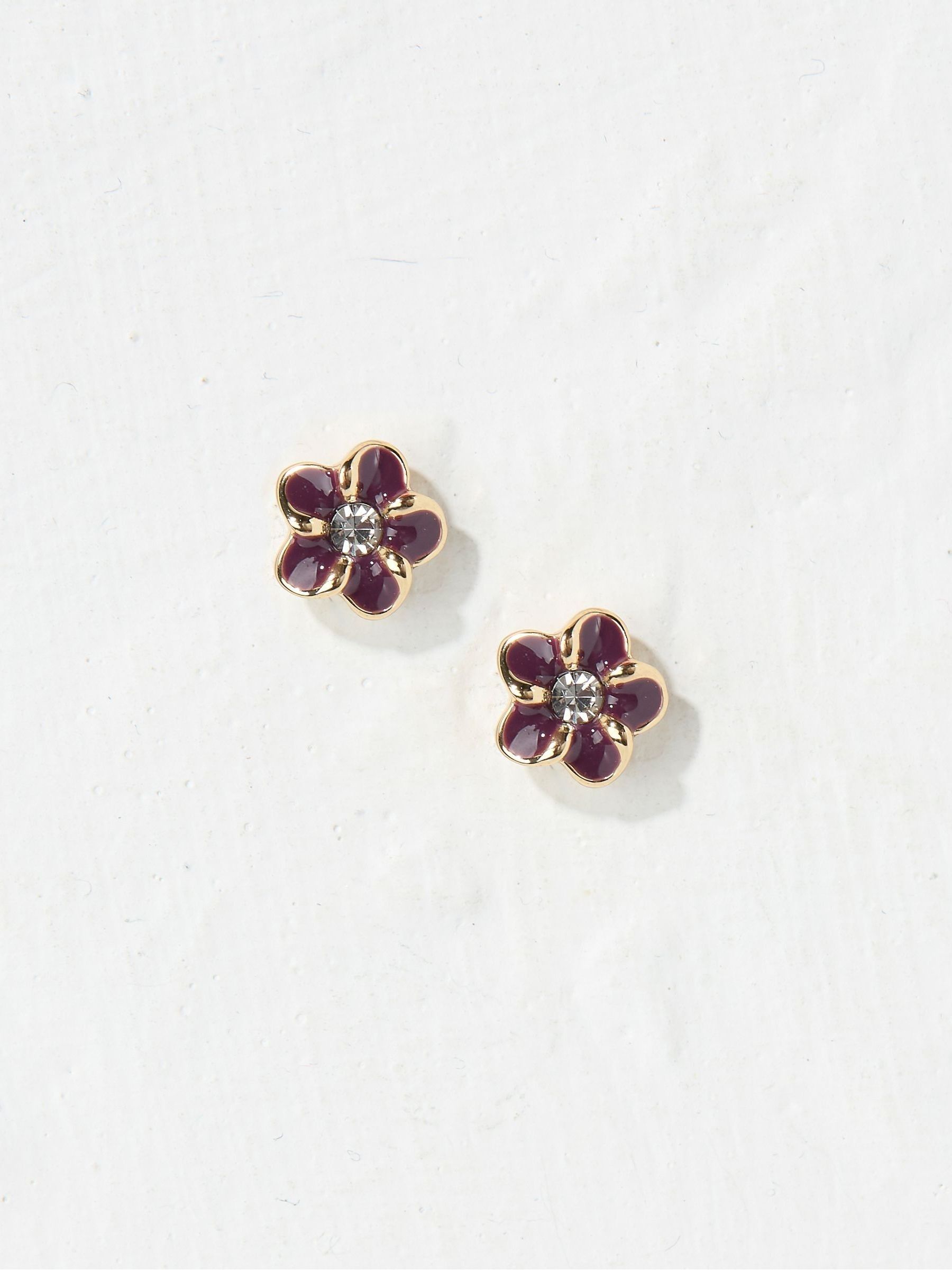 Purple Enamel Flower Stud Earrings - Image 1 of 2