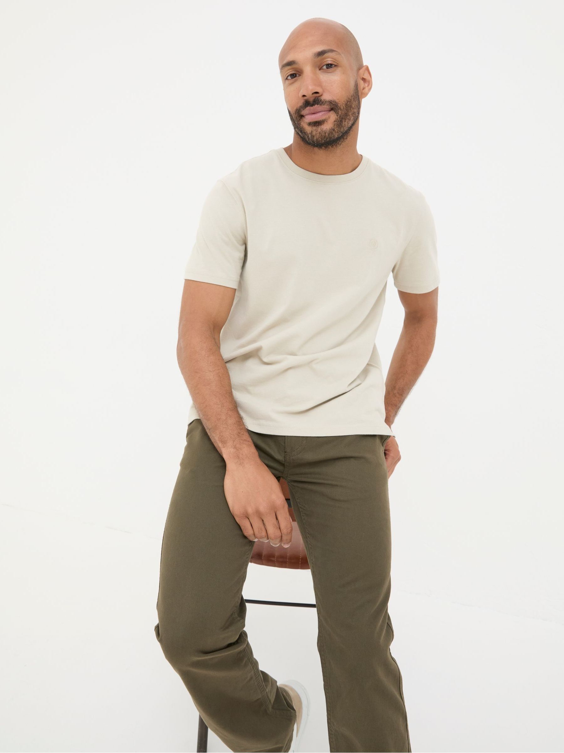 Lulworth Natural 100% Cotton Organic Crew T-Shirt - Image 3 of 5