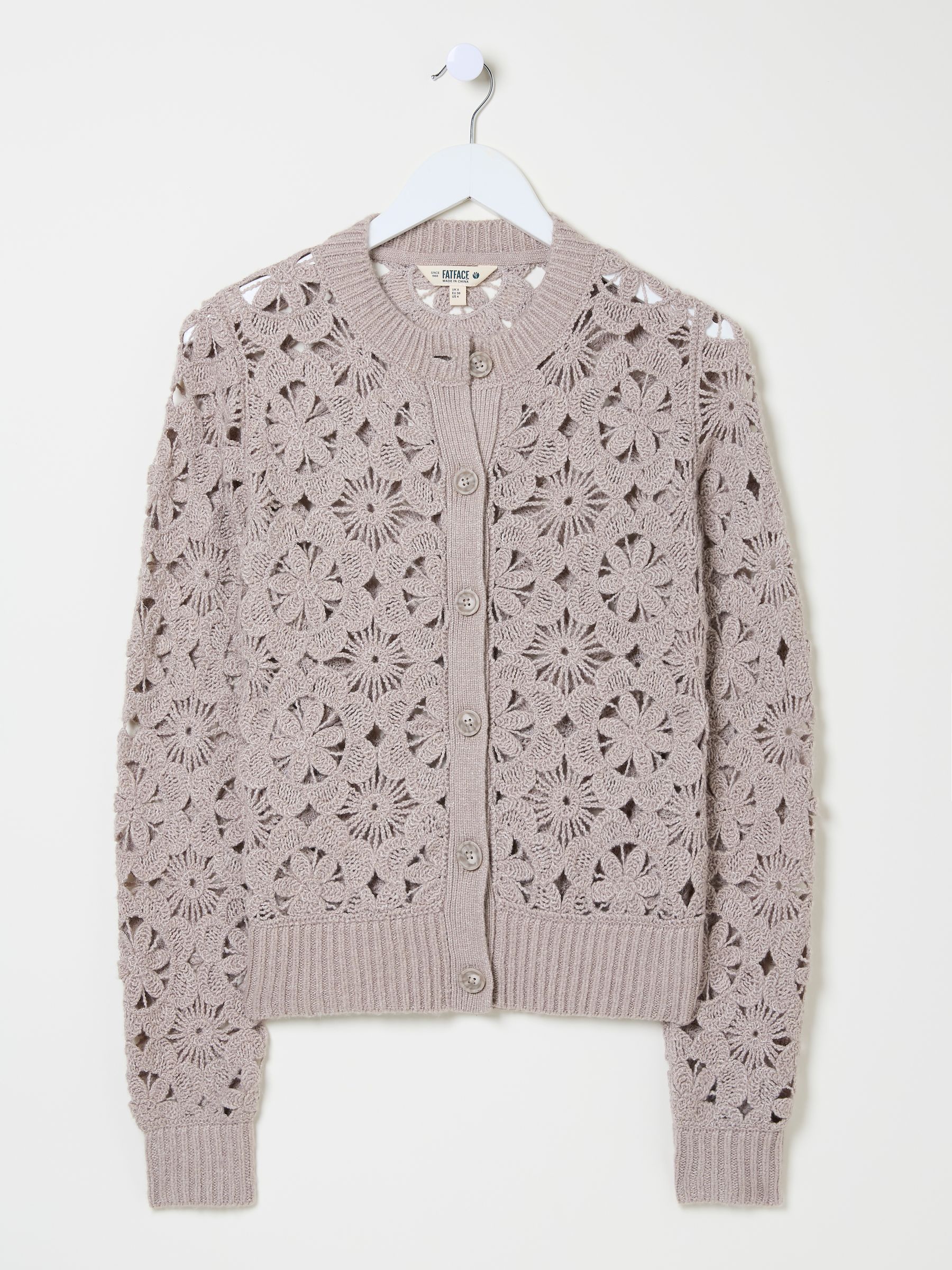 Dark Natural Cara Crochet Knitted Cardigan - Image 7 of 8