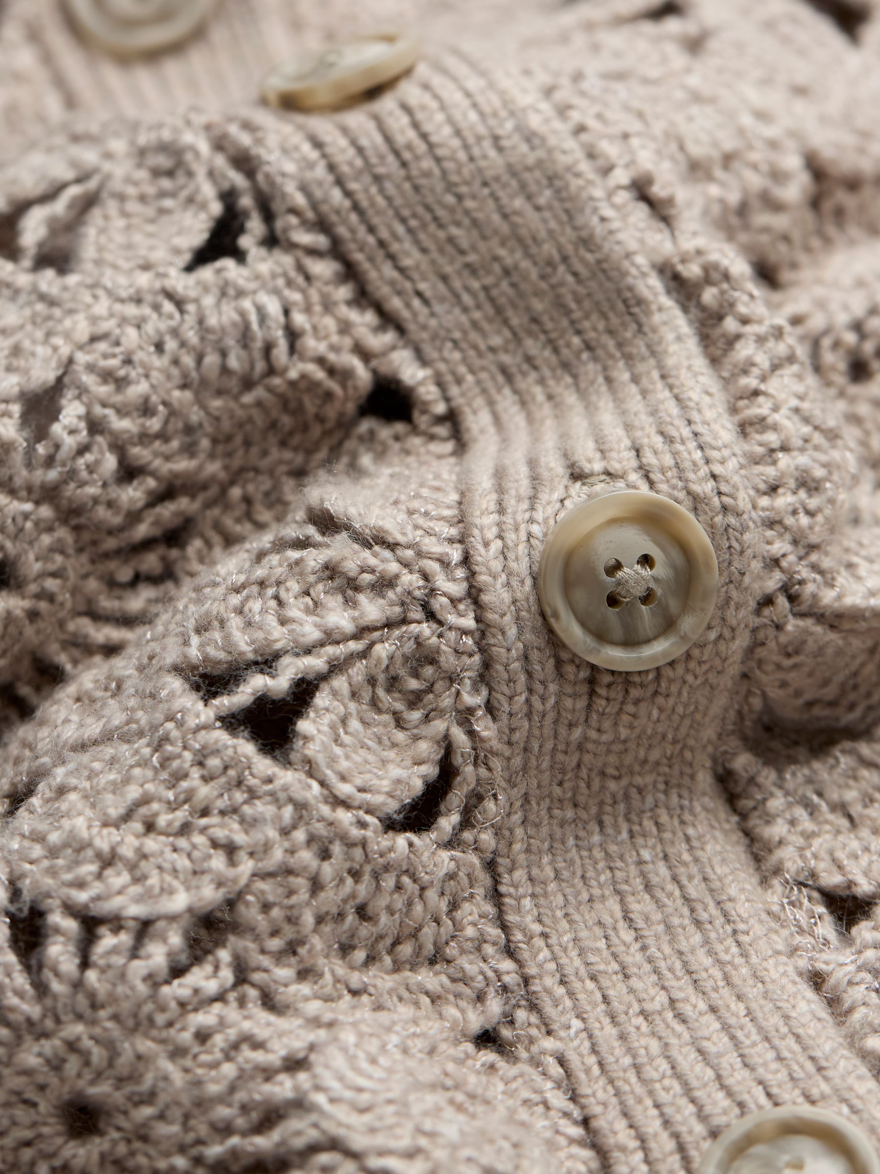 Dark Natural Cara Crochet Knitted Cardigan - Image 8 of 8