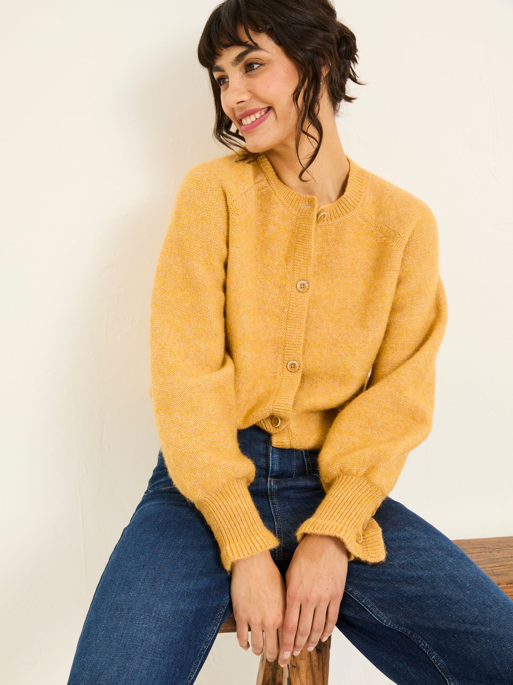 Yellow Carlee Knitted Button Front Cardigan - Image 4 of 6