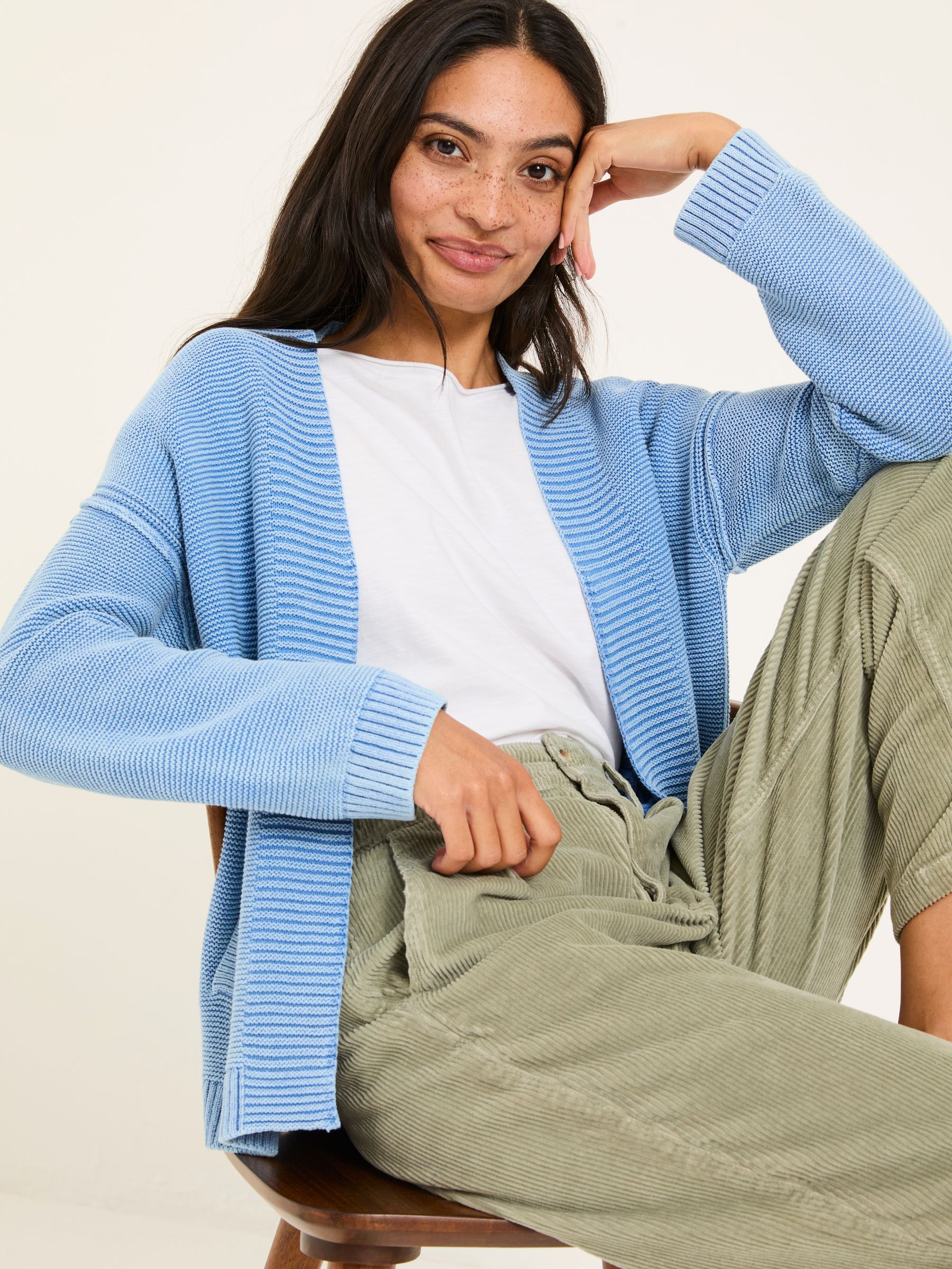 Blue Edie Laundered Knitted Cardigan - Image 3 of 9