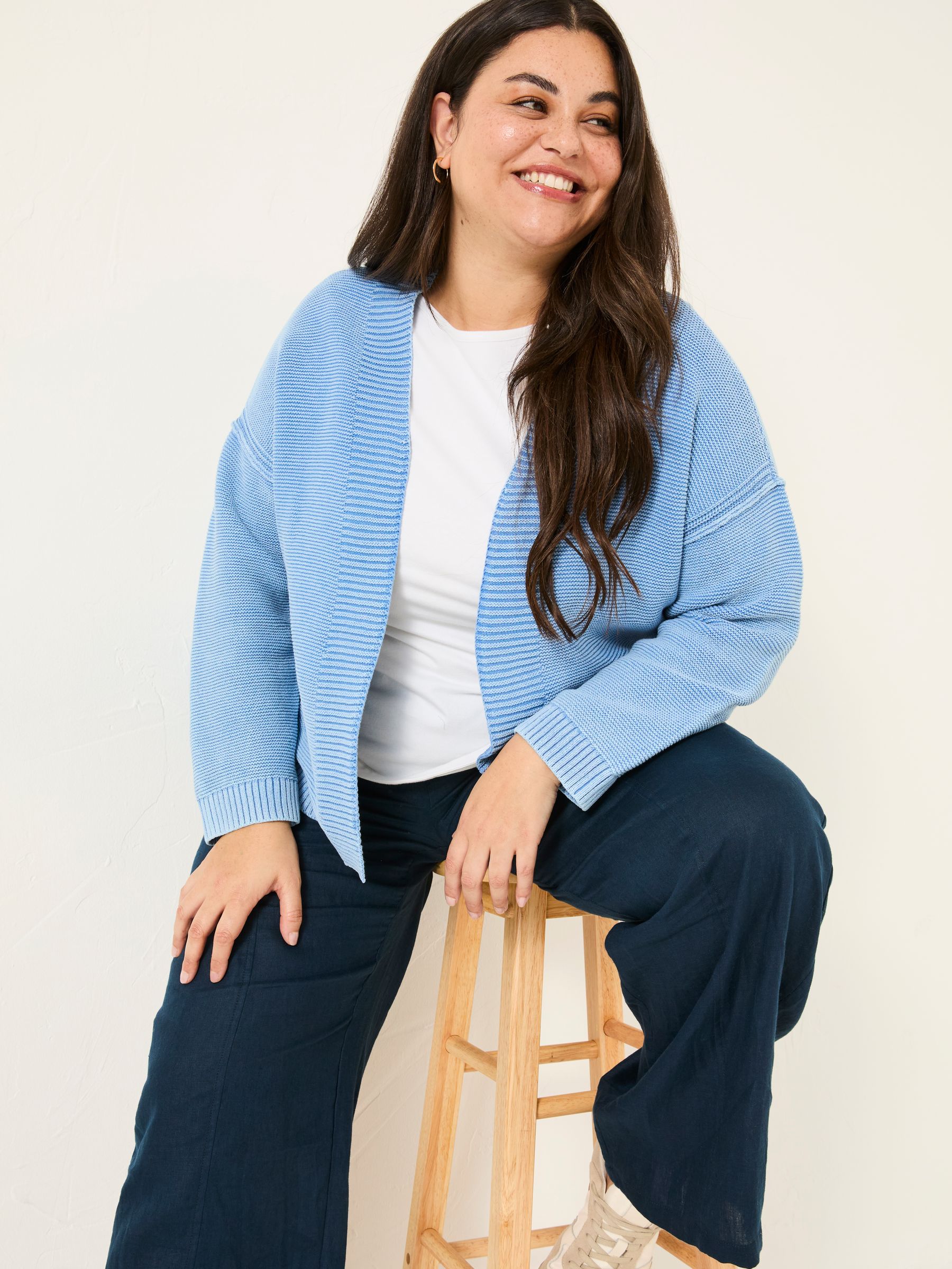 Blue Edie Laundered Knitted Cardigan - Image 5 of 9