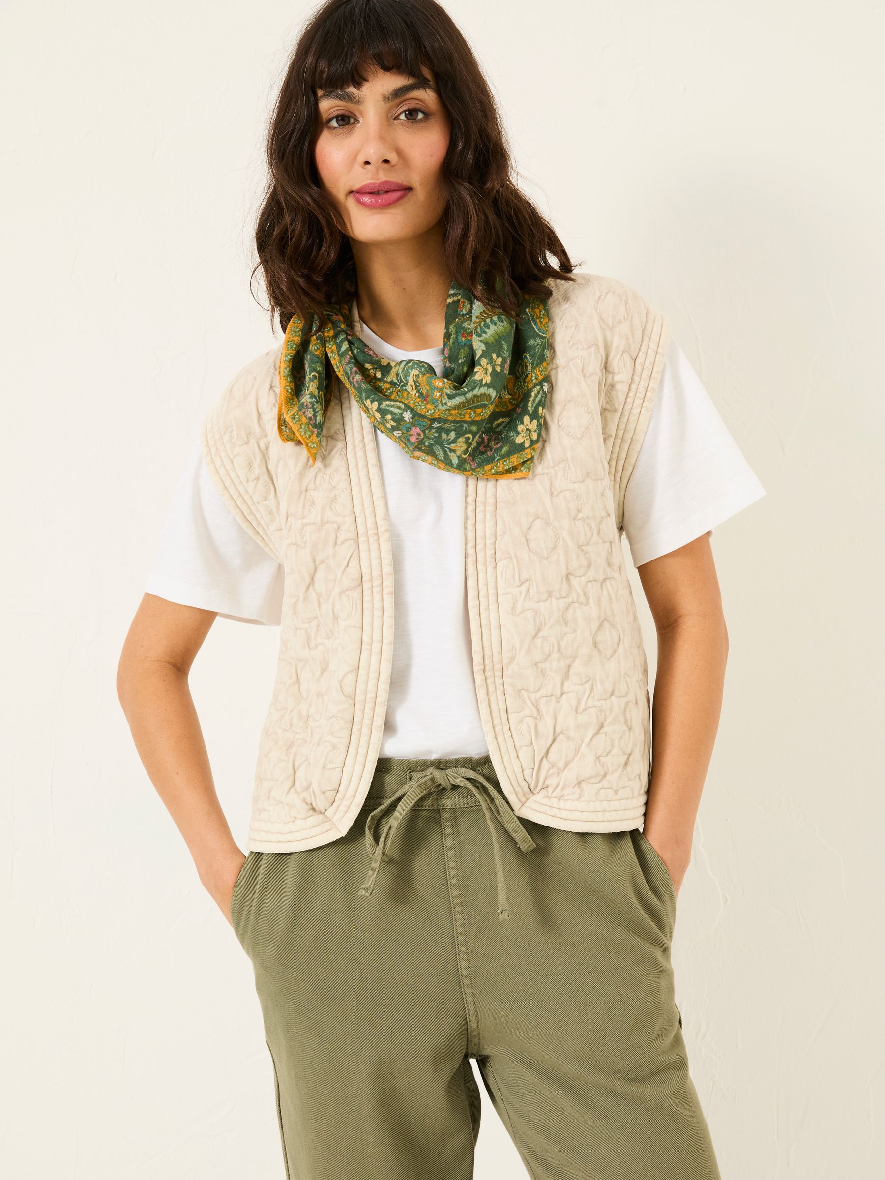 Flora Natural Quilted Waistcoat - Image 1 of 8
