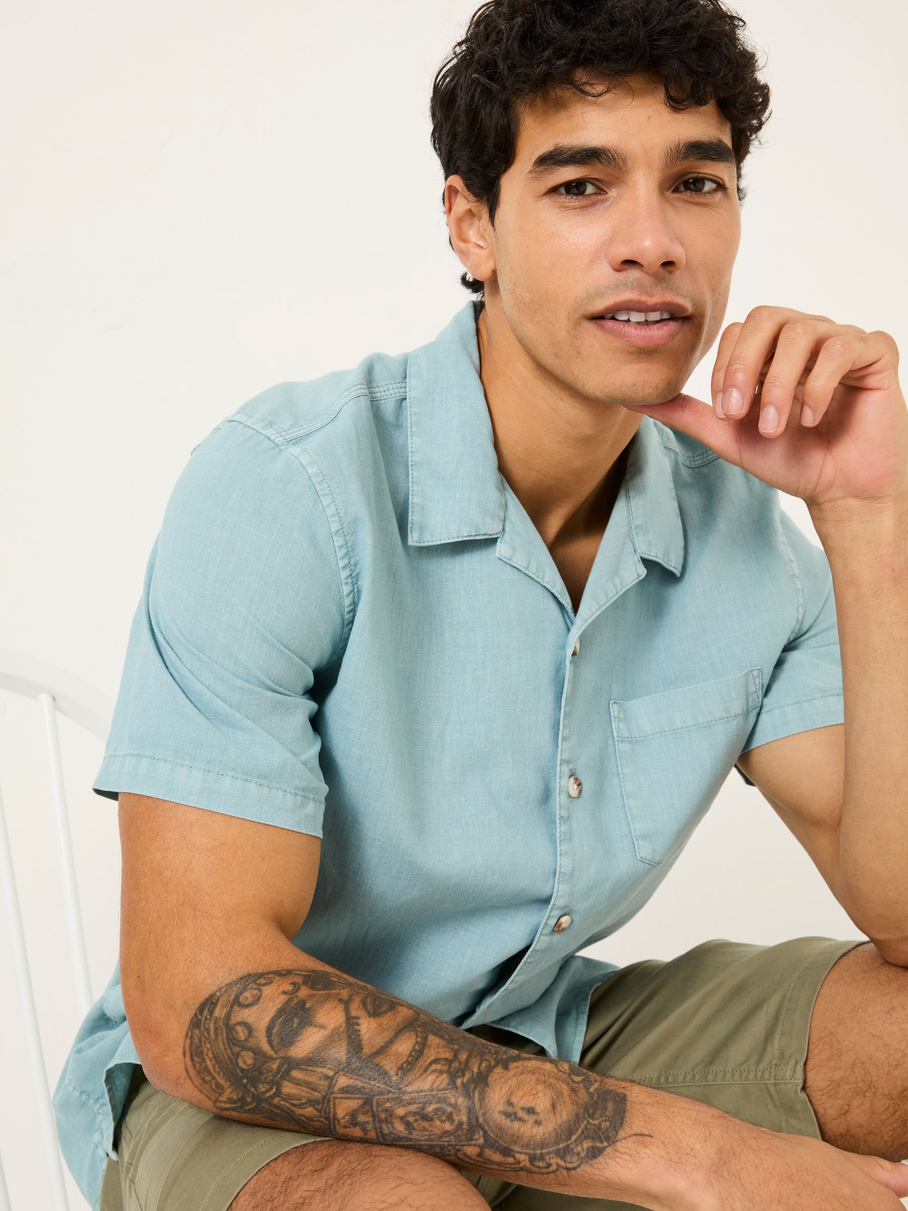 Bugle Light Blue Linen Cotton Shirt - Image 3 of 6