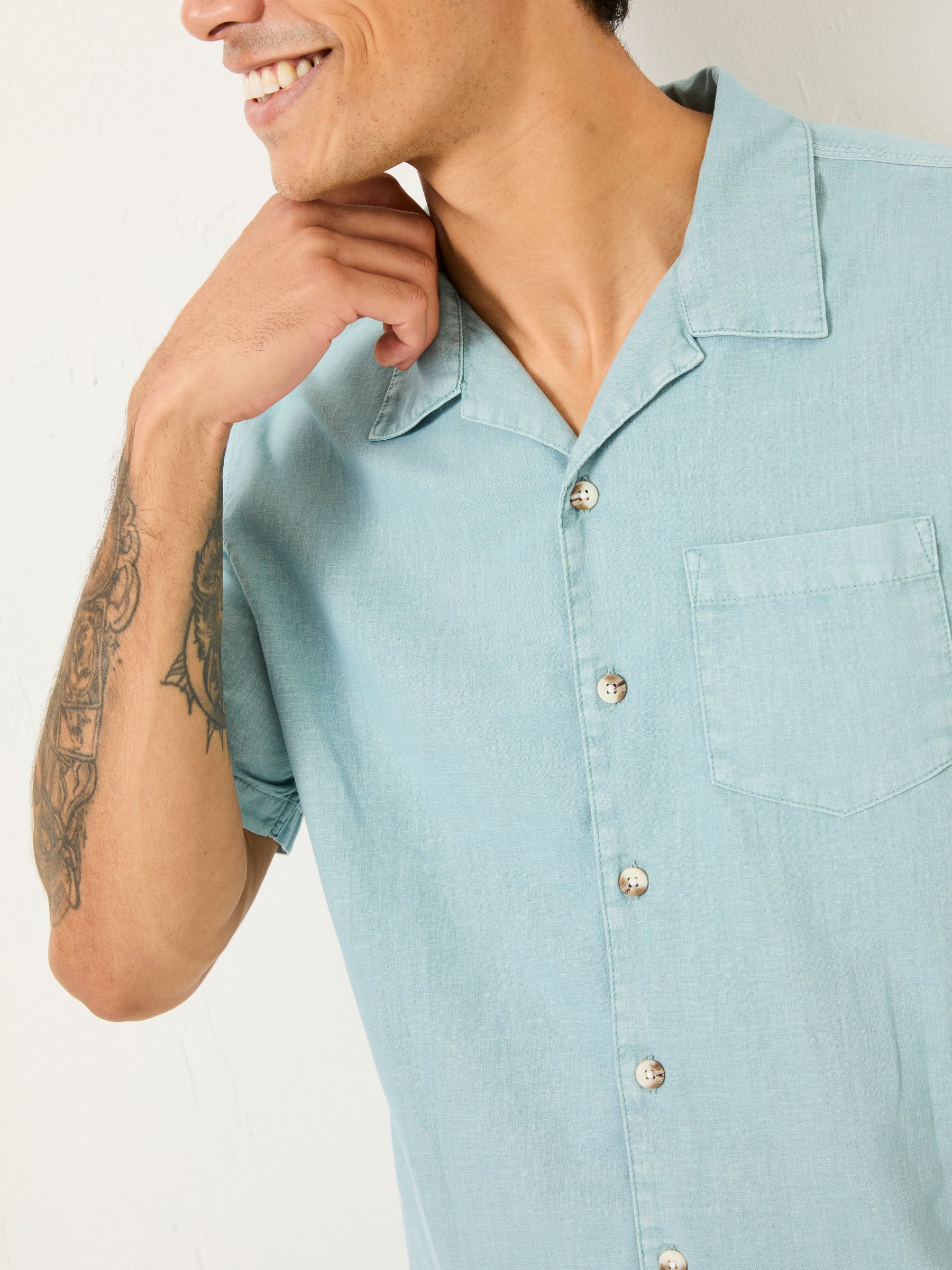 Bugle Light Blue Linen Cotton Shirt - Image 5 of 6