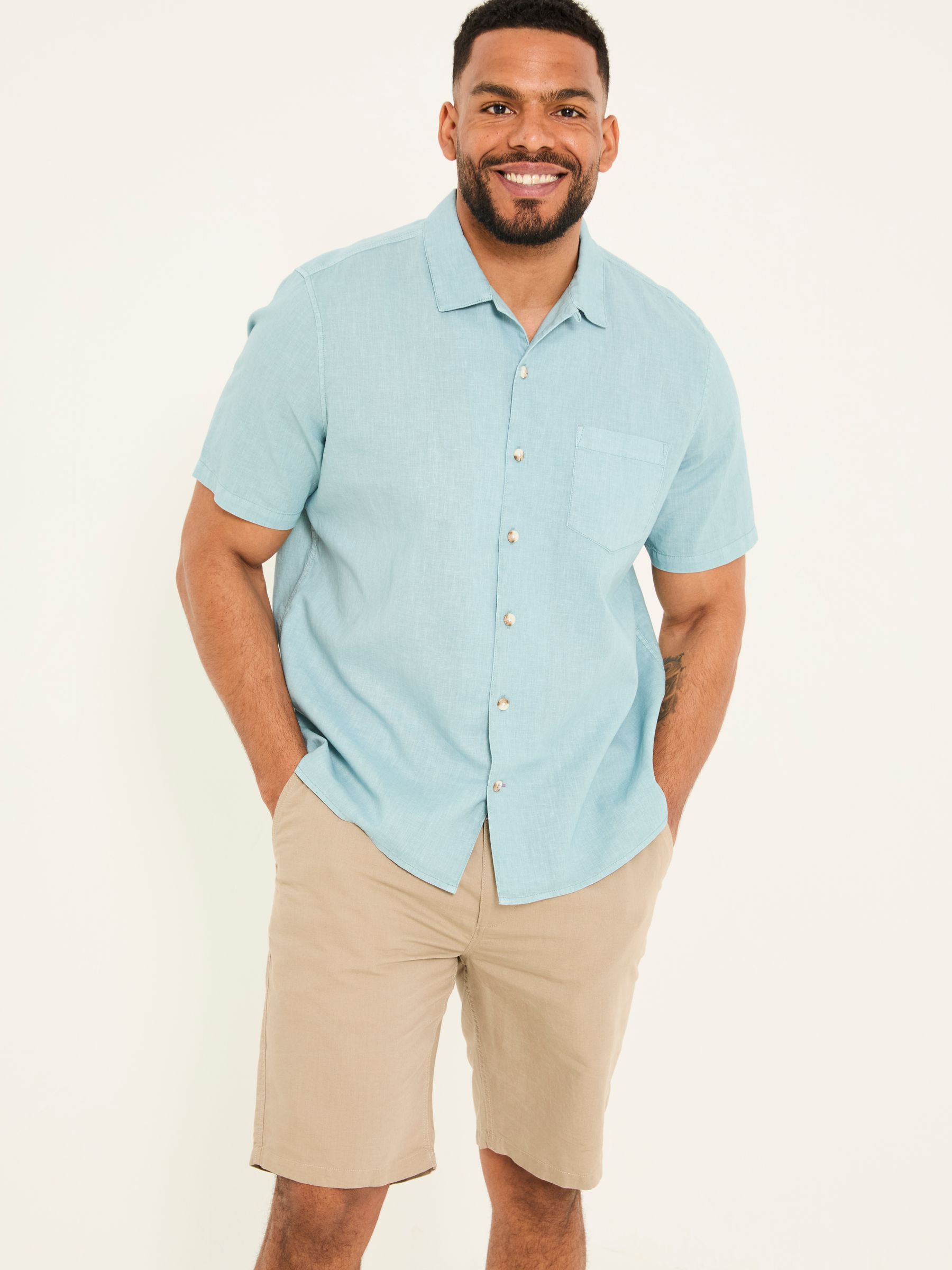 Bugle Light Blue Linen Cotton Shirt - Image 6 of 6