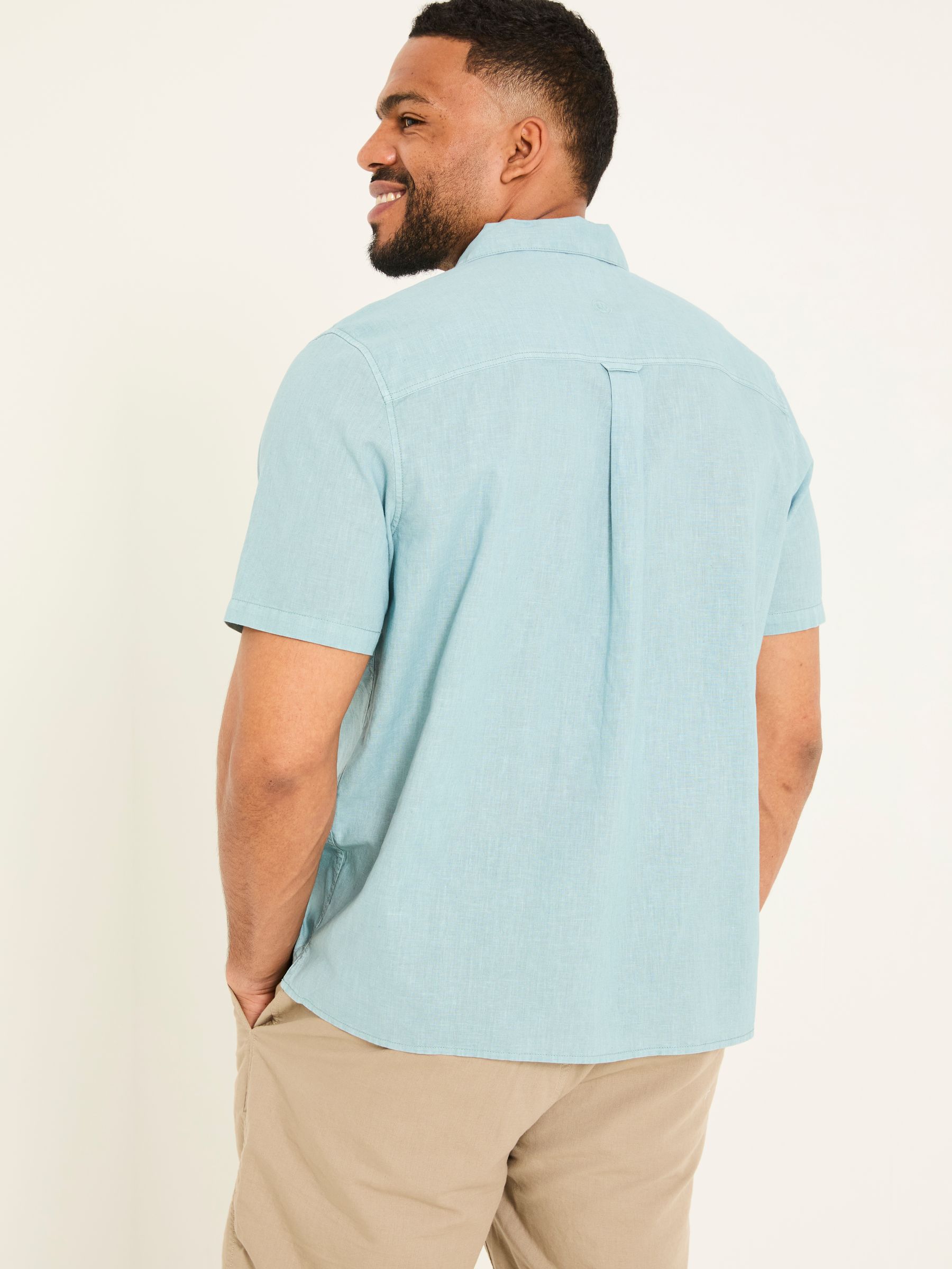 Bugle Light Blue Linen Cotton Shirt - Image 7 of 8