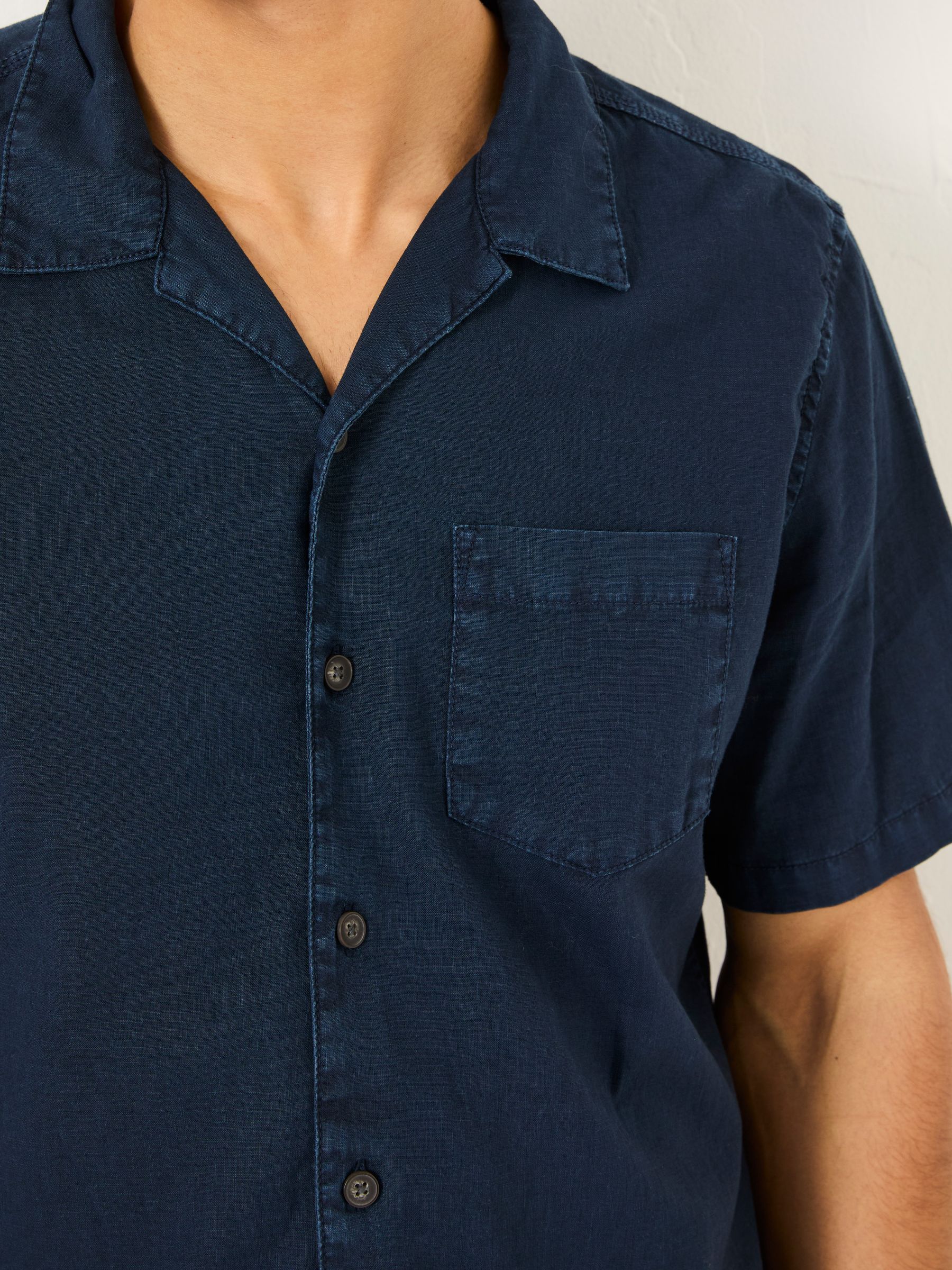 Bugle Navy Linen Cotton Shirt - Image 4 of 5