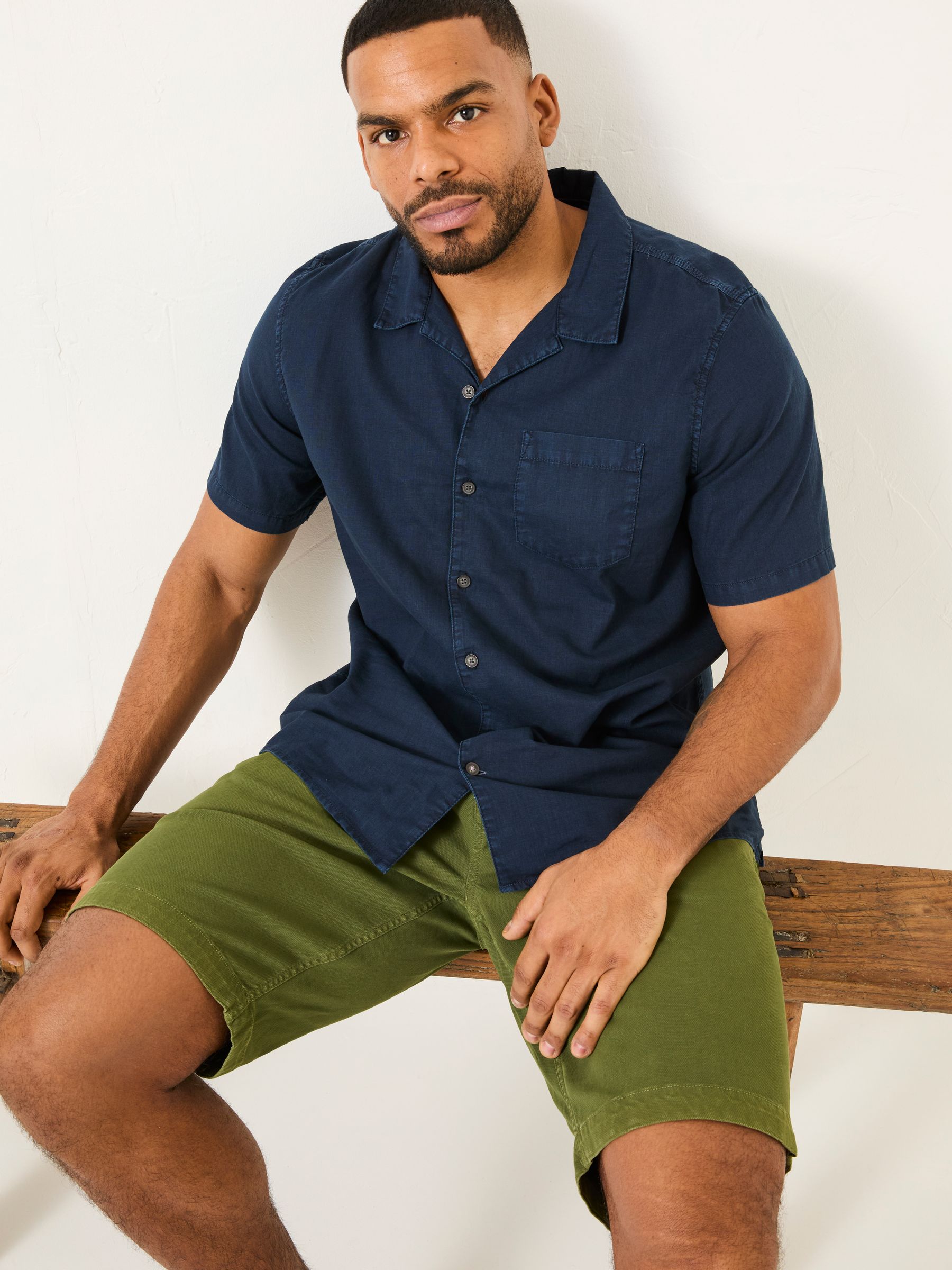 Bugle Navy Linen Cotton Shirt - Image 5 of 5