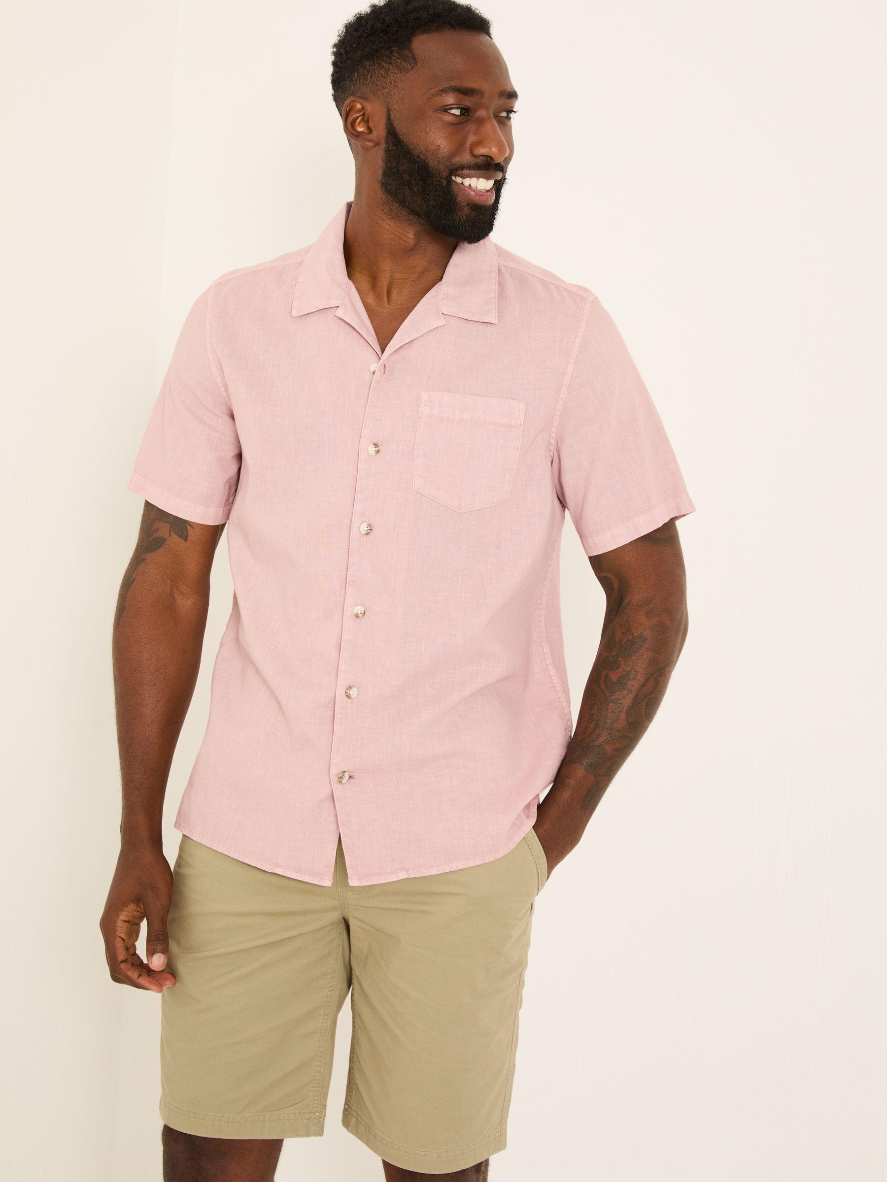Bugle Dusky Pink Linen Cotton Shirt - Image 2 of 5